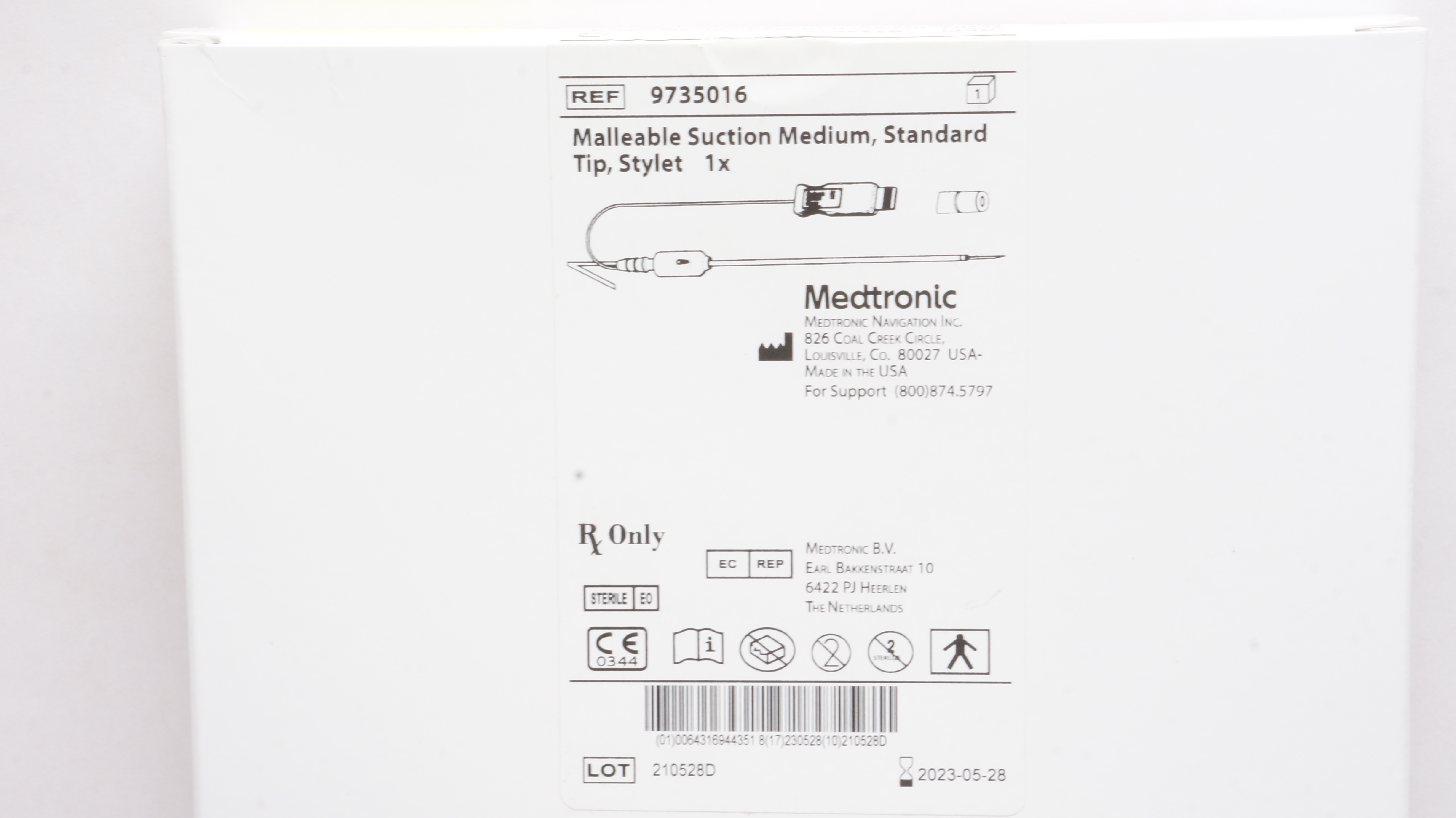 Medtronic 9735016 Malleable Suction Medium, Standard Tip, Stylet (x)