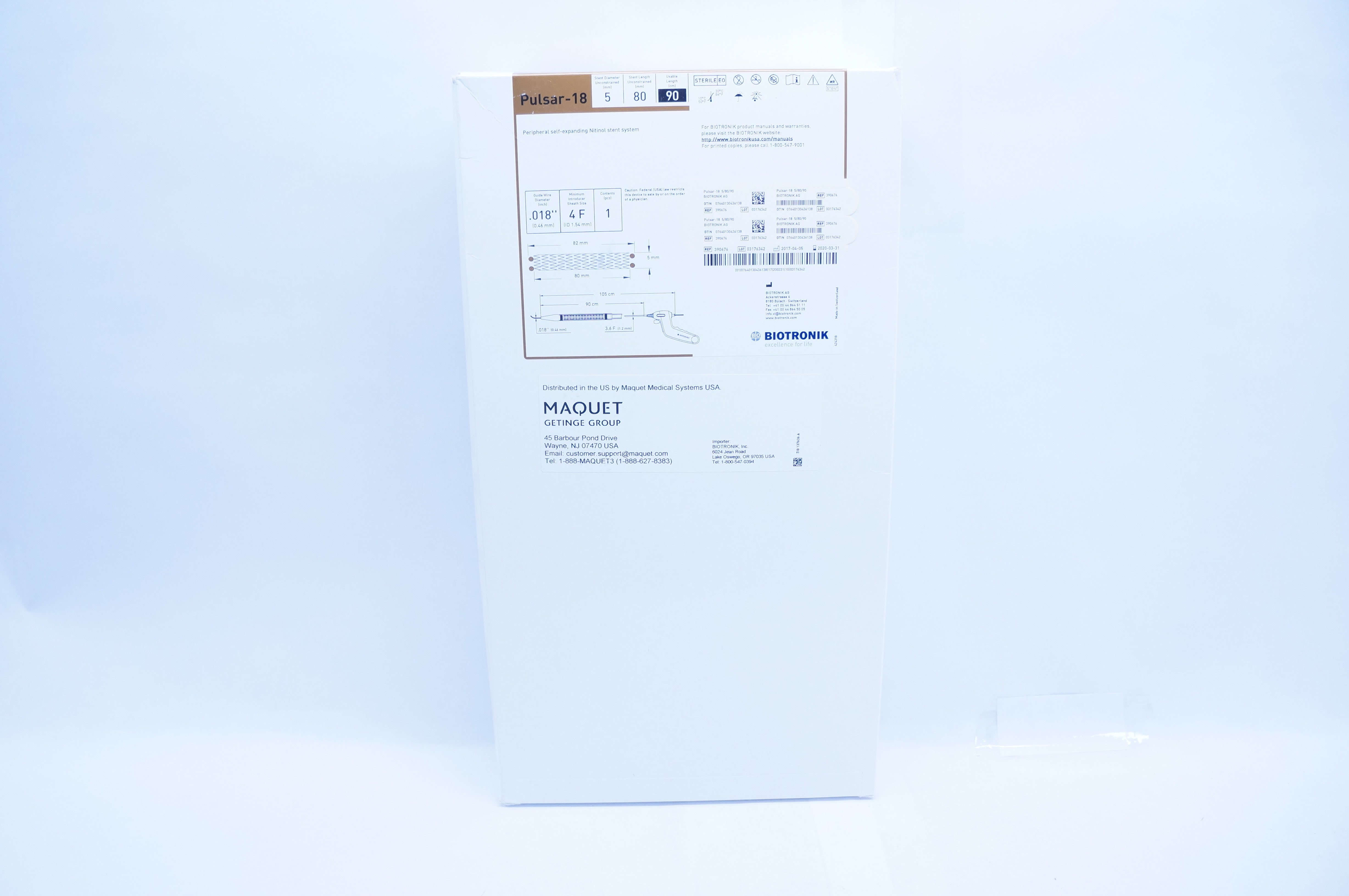 Biotronik AG 390676 Self-Expanding Nitinol Stnt System 5 x 80mm x 90cm (x)