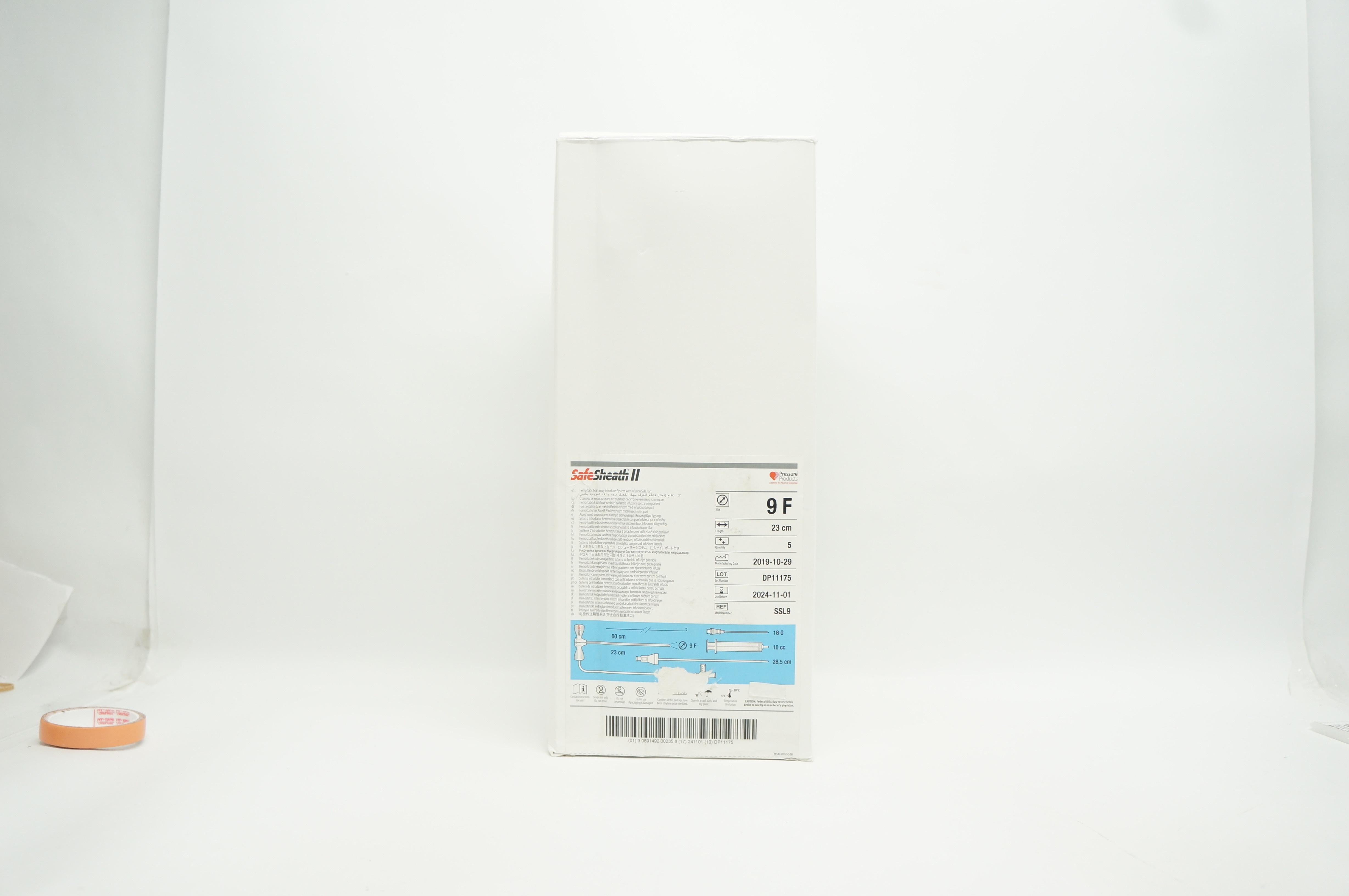 Oscor SSL9 SafeSheath II Hemostatic Tear-Away Introducer System 9Fx23cm-Box of 5