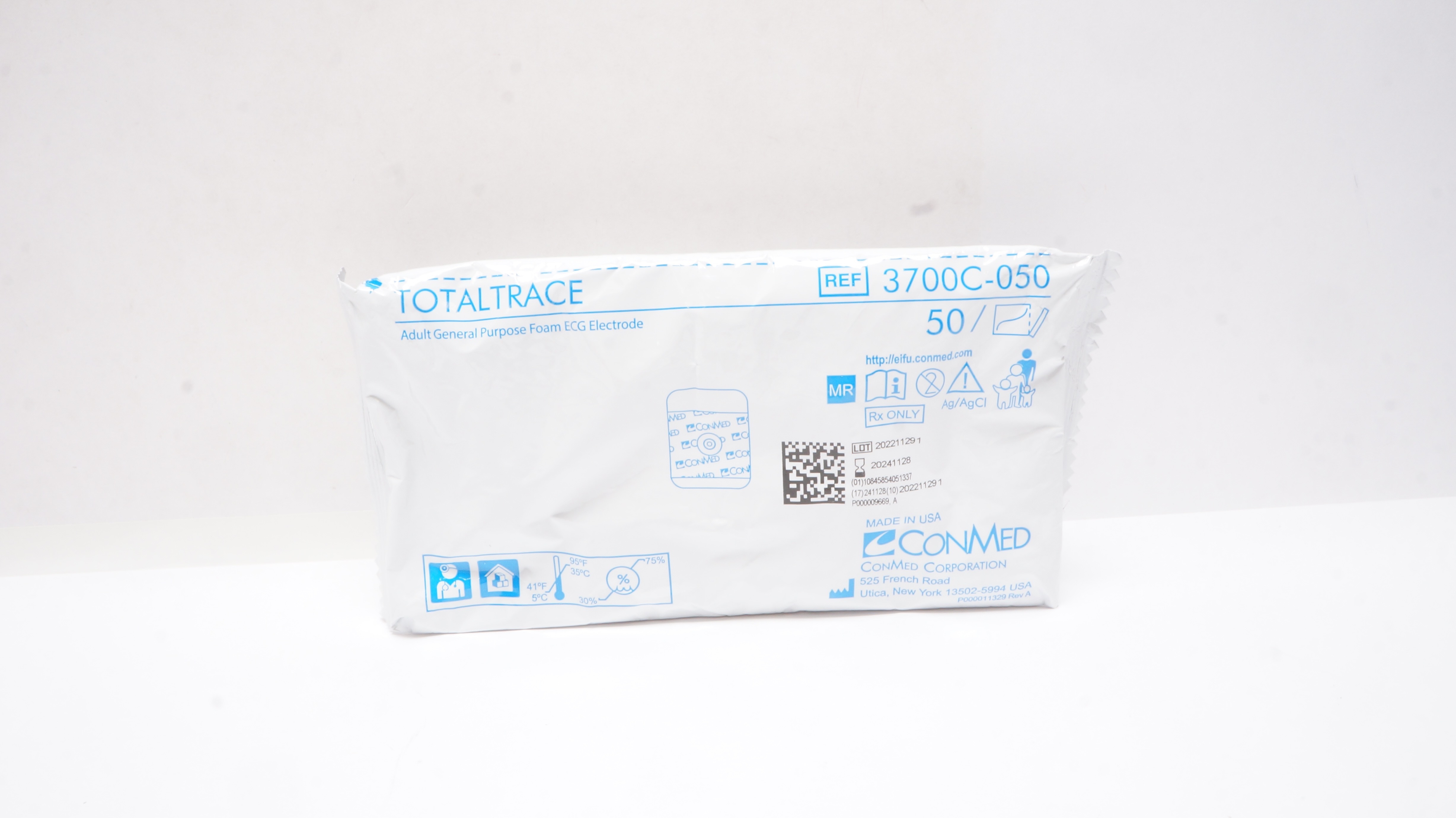 ConMed 3700C-050 TotalTrace Adult General Purpose Foam ECG Electrode- Pack of 50