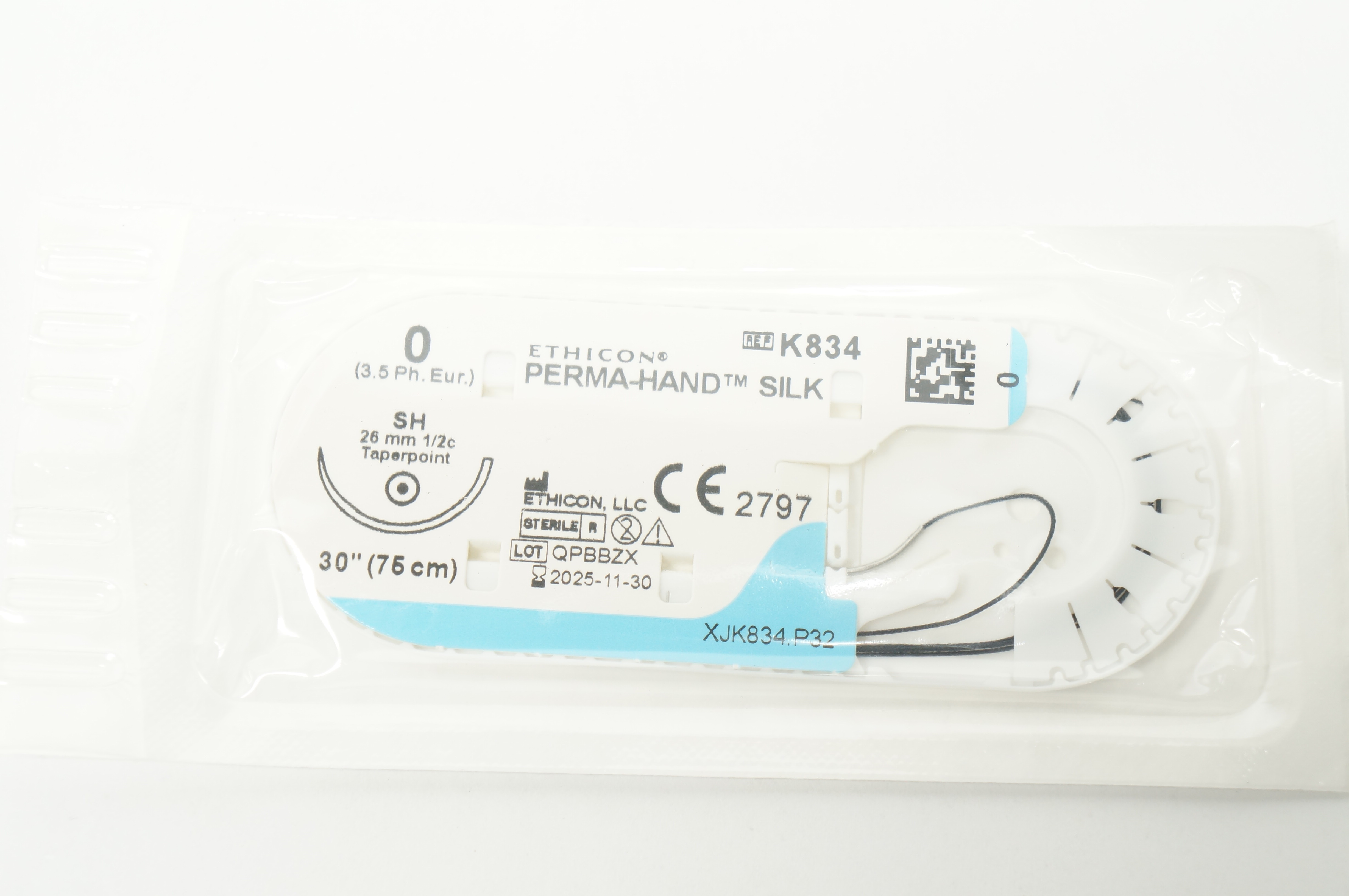 Ethicon K834 0 Perma-Hand Silk Stre SH 26mm 1/2c Taperpoint 30inch