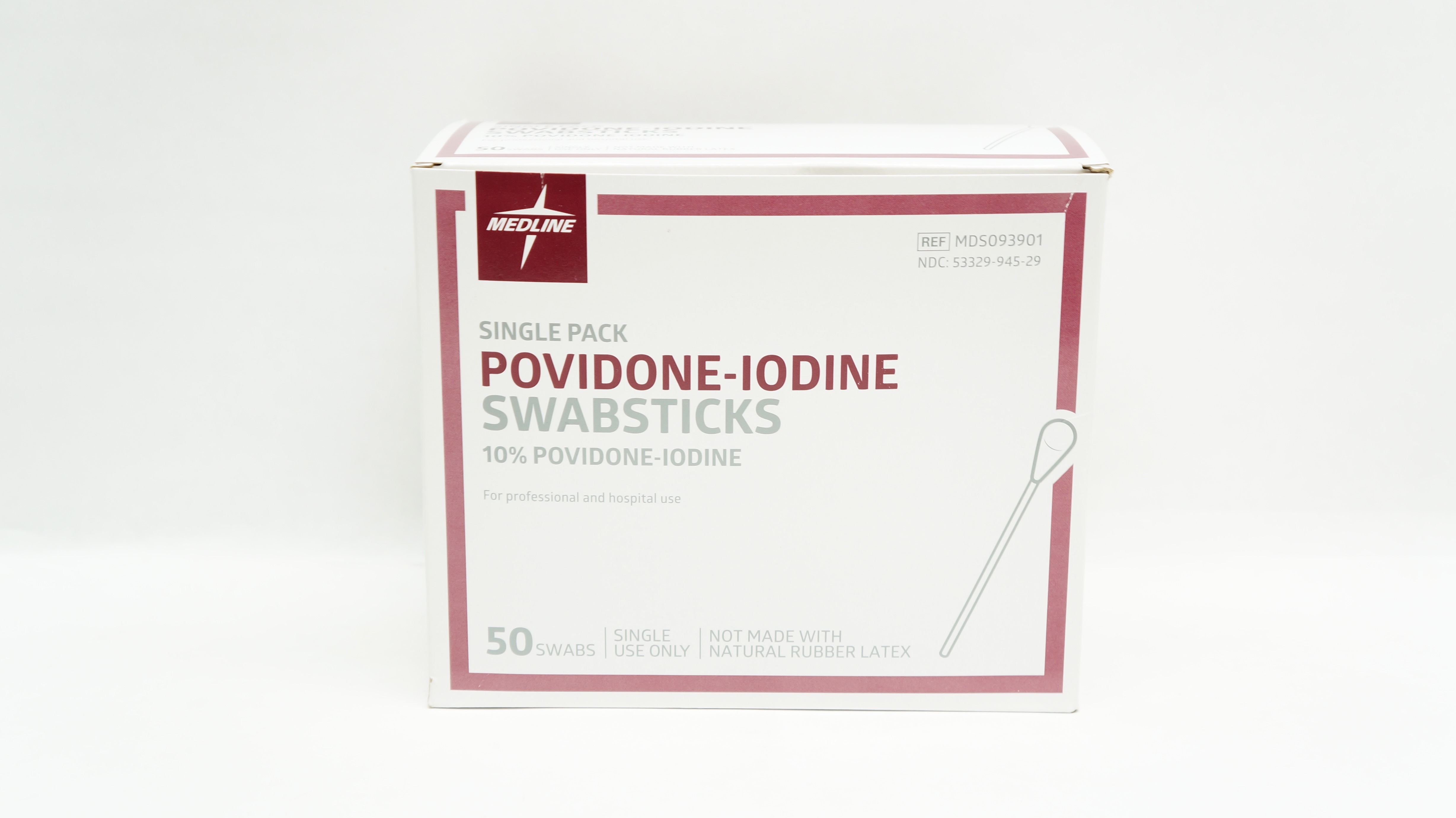 Medline MDS093901 Povidone-Iodine Swabsticks 10 % - Box of 18
