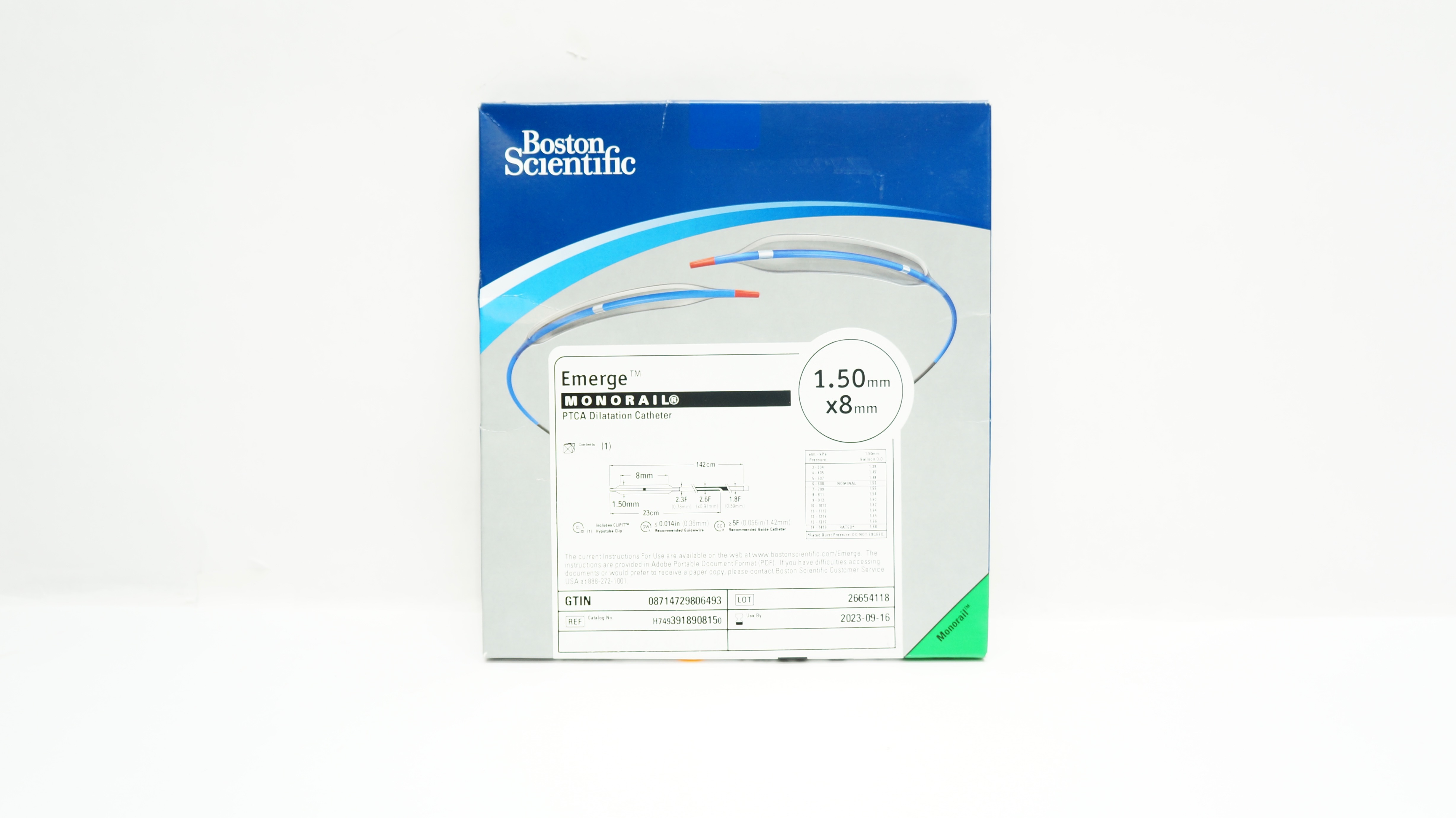Boston Scientific 391890815 Emerge Monorail PTCA Dilatation Cath. 1.50mm x 8mm