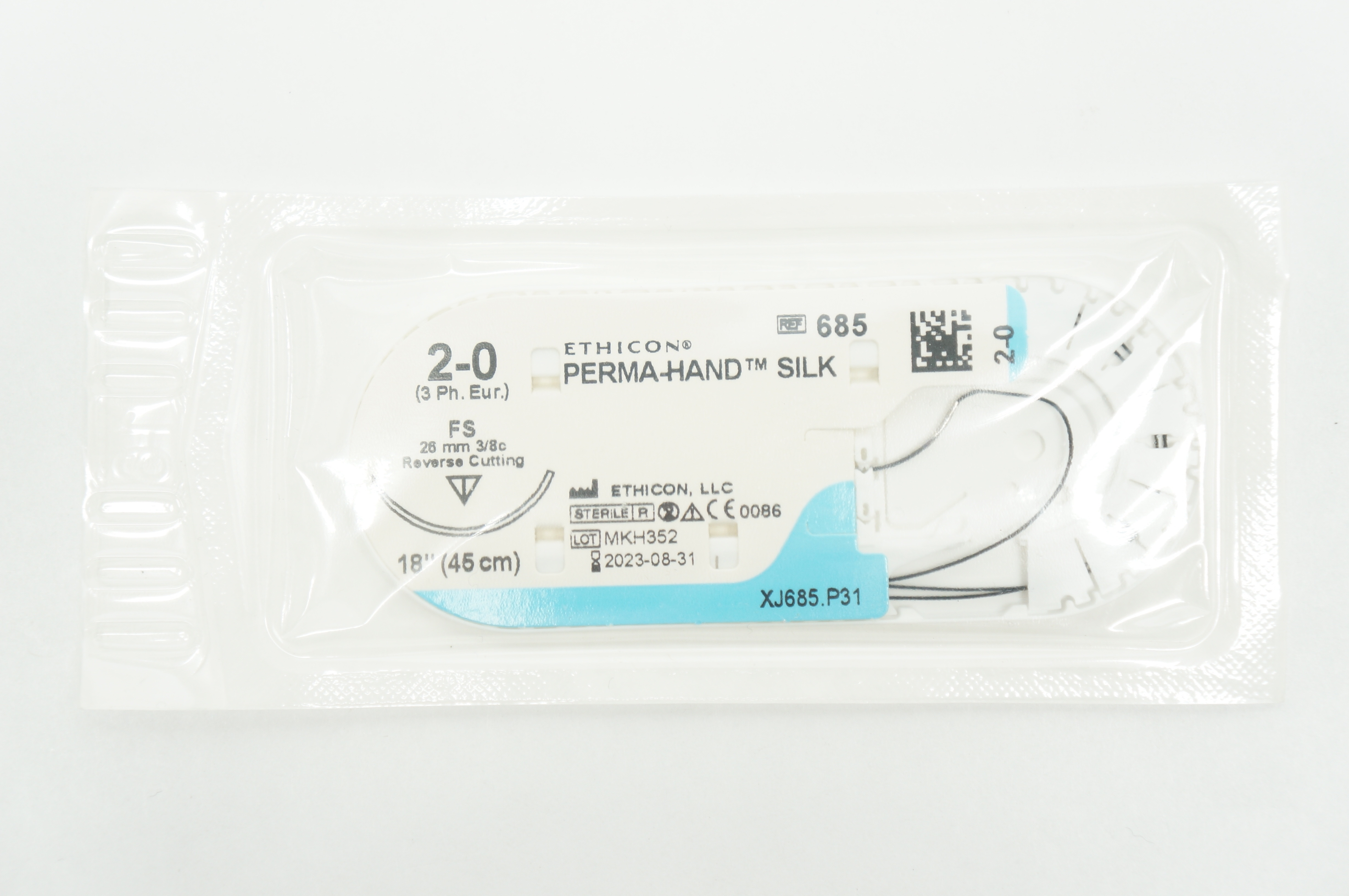 Ethicon 685 2-0 PERMA-HAND SILK, FS, 26mm 3/8c Reverse Cutting, 18inch
