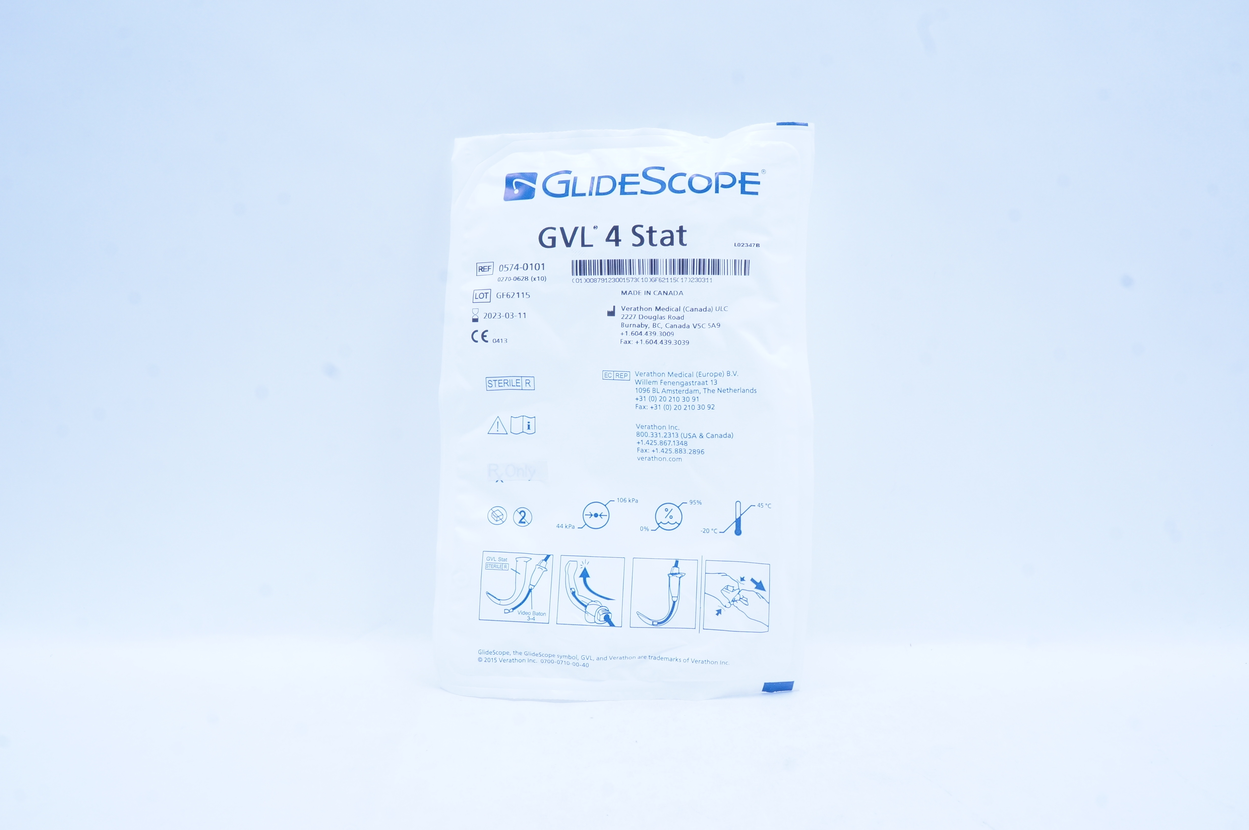 Verathon Medical 0574-0101 GlideScope Video Laryngoscope GVL 4 Stat (x)