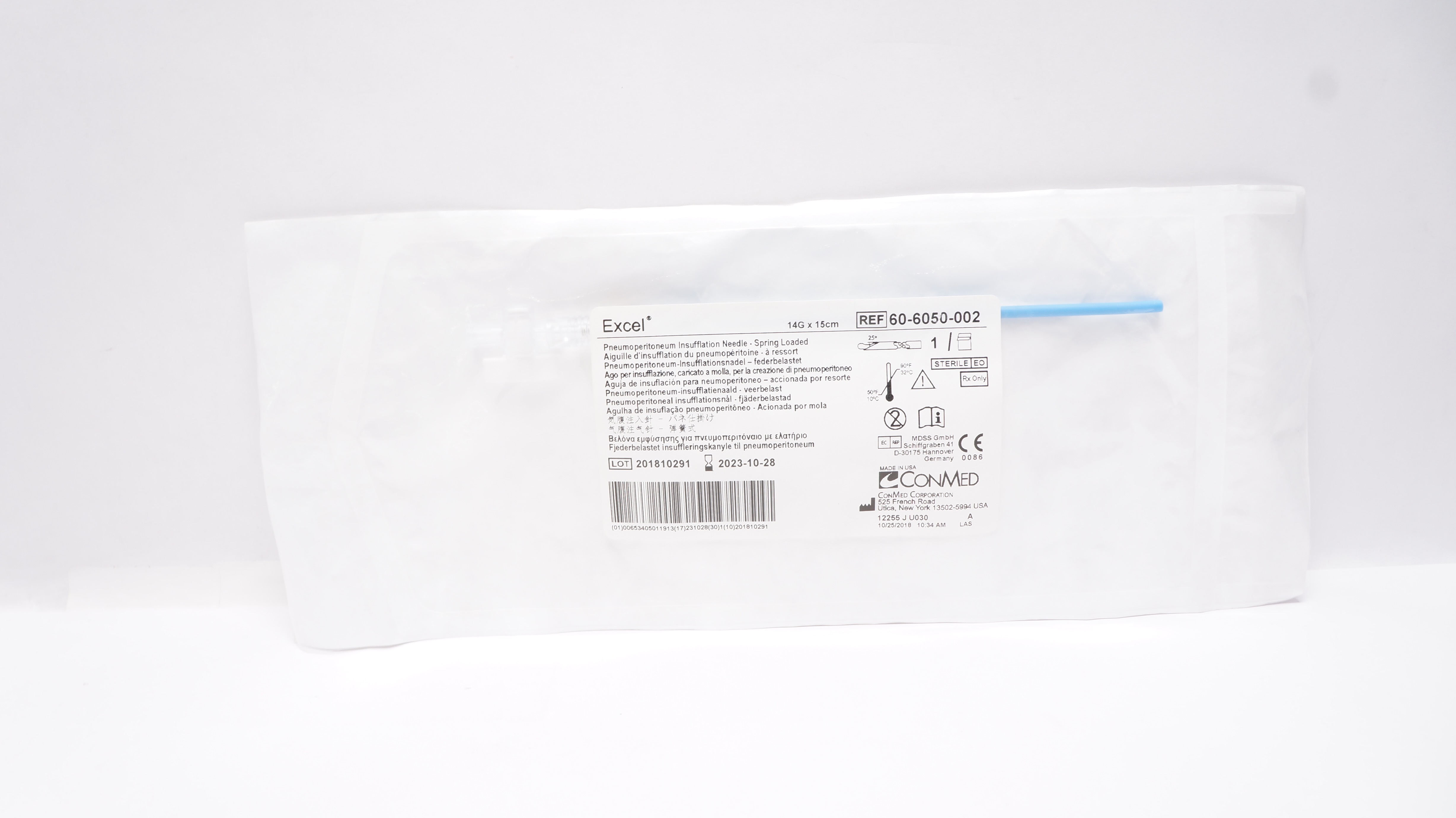Conmed 60-6050-002 Excel Pneumoperitoneum Insufflation Ndle 14G x 15cm (x)