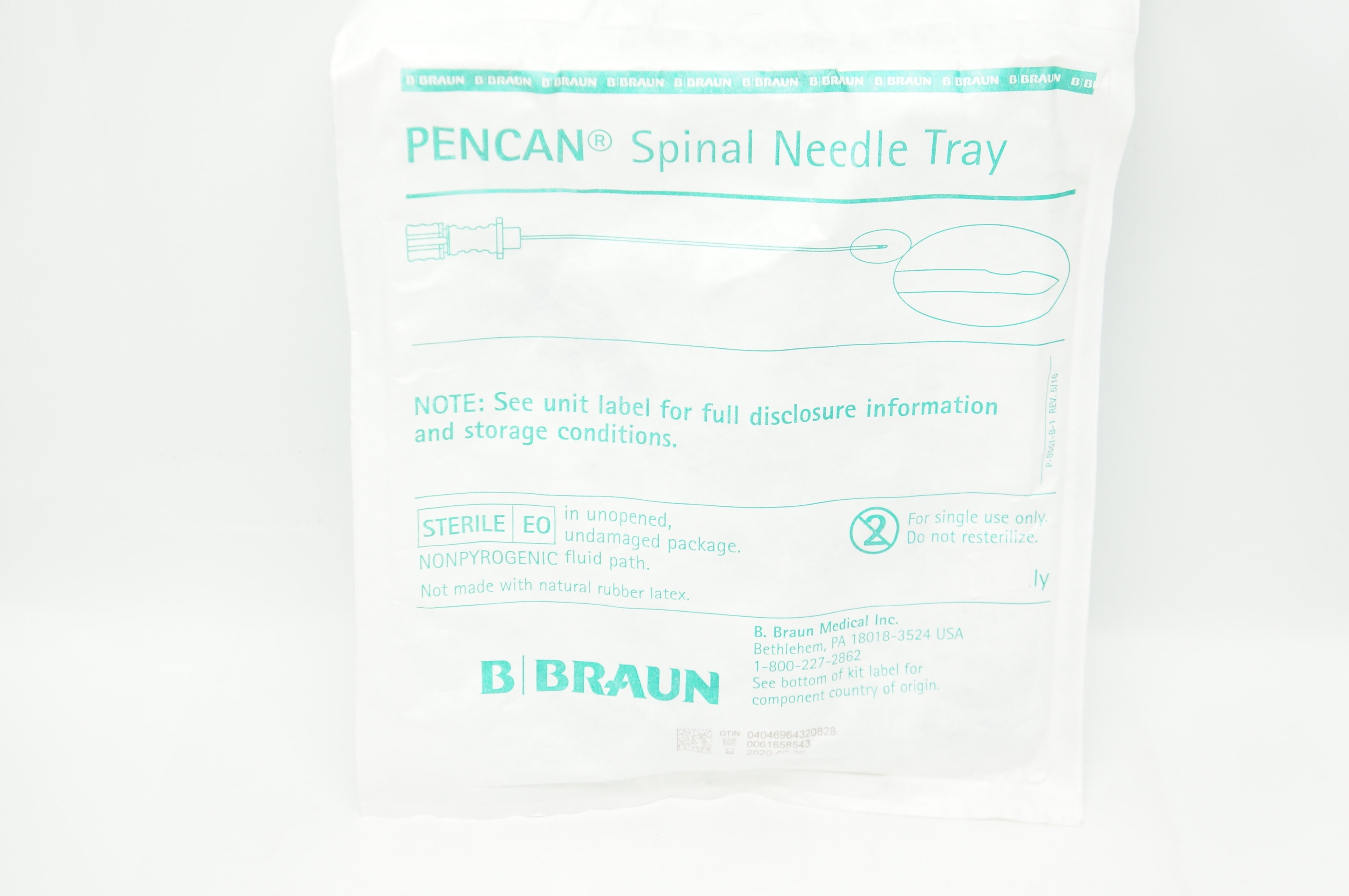 Braun 560603 Pencan Spinal Ndle Anesthesia Tray 25Ga x 3.5 inch (x)
