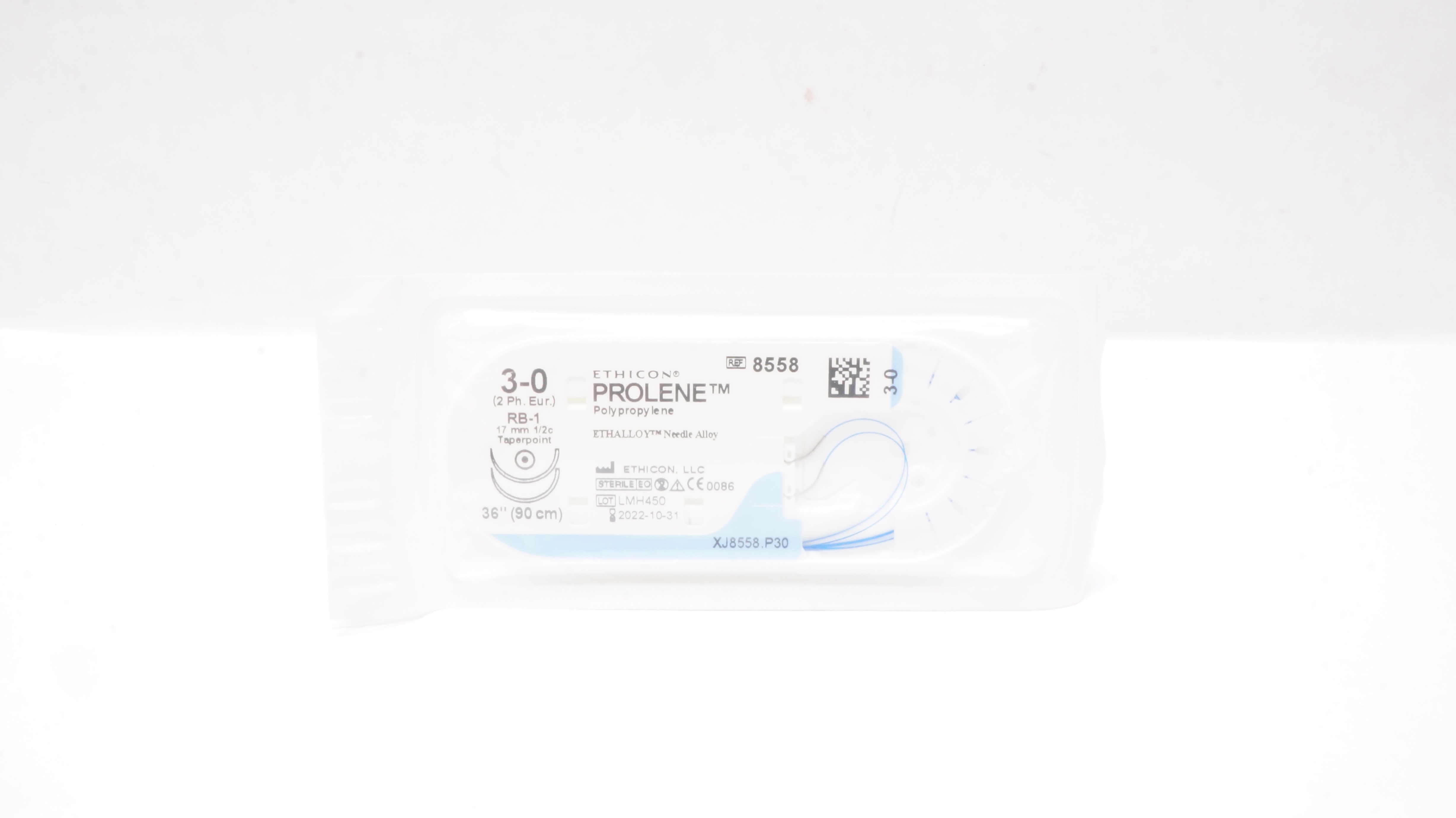 Ethicon 8558 3-0 PROLENE Polypropylene Stre RB-1 17mm 1/2c Taperpoint 36inch(x)
