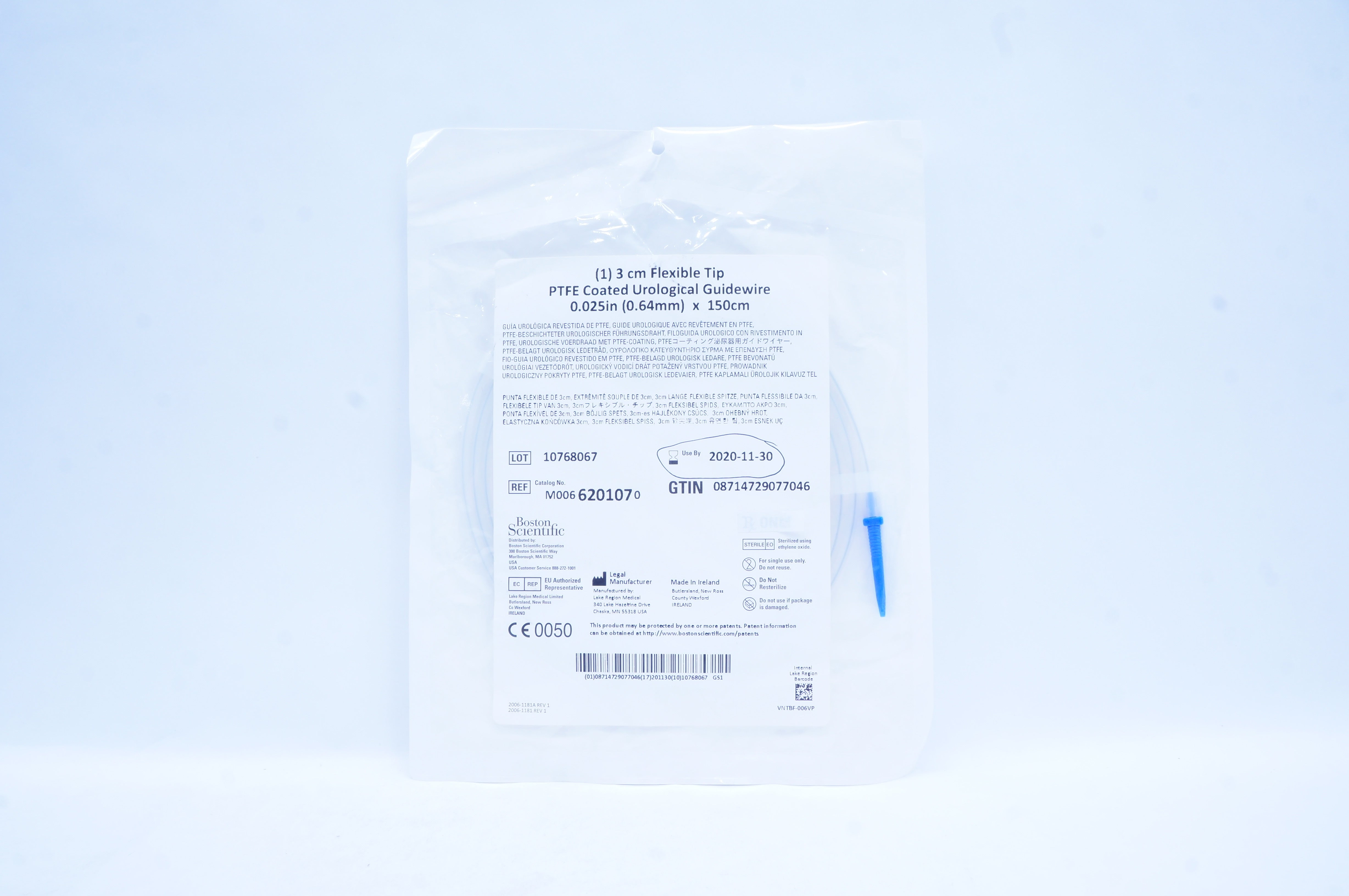 Boston Scientific 620107 3cm Flexible Tip PTFE Guidewire 0.025in x 150cm(x)