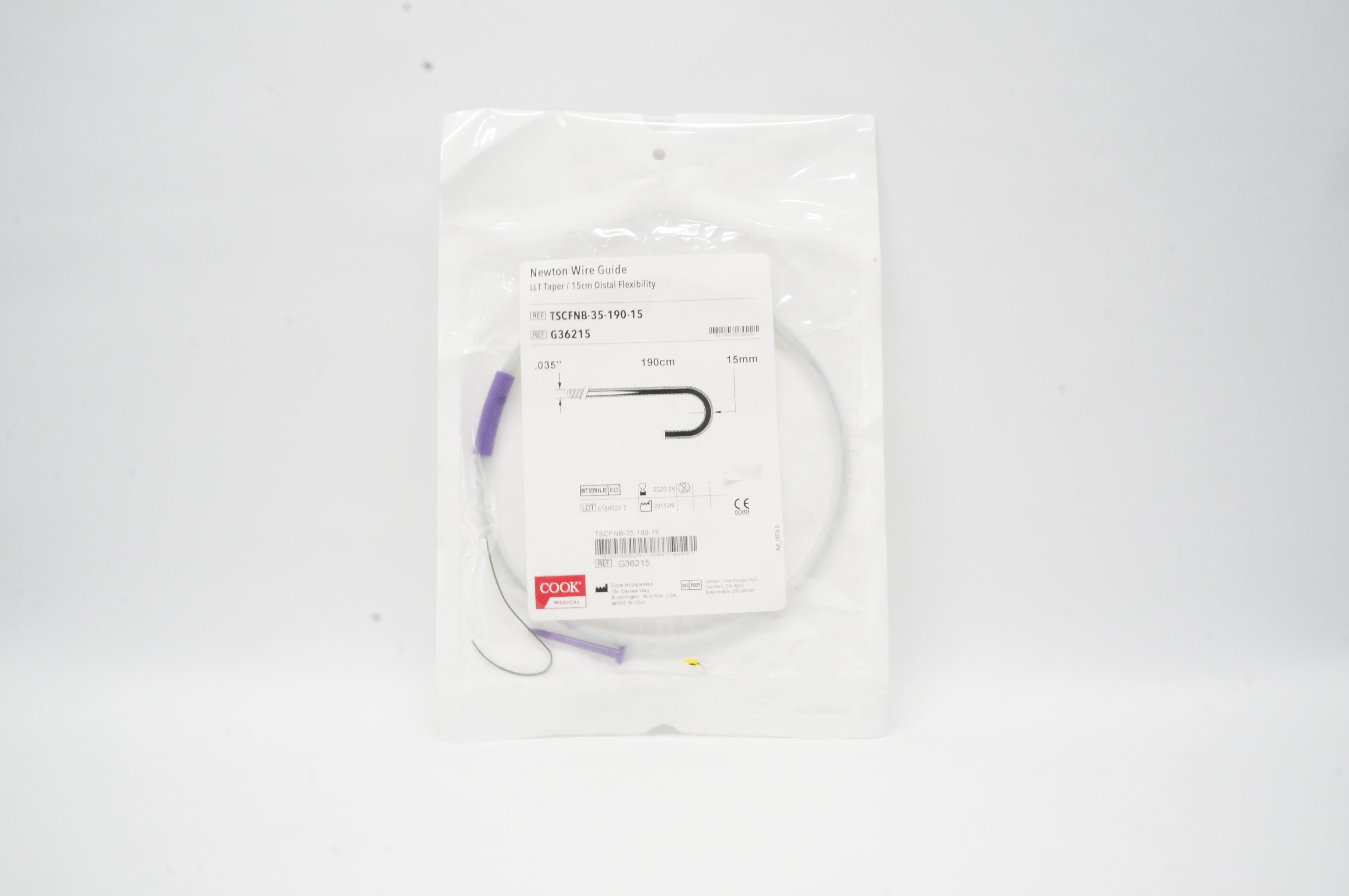Cook Medical G36215 Newton Wire Guide 0.035in x 190cm x 15mm (x)