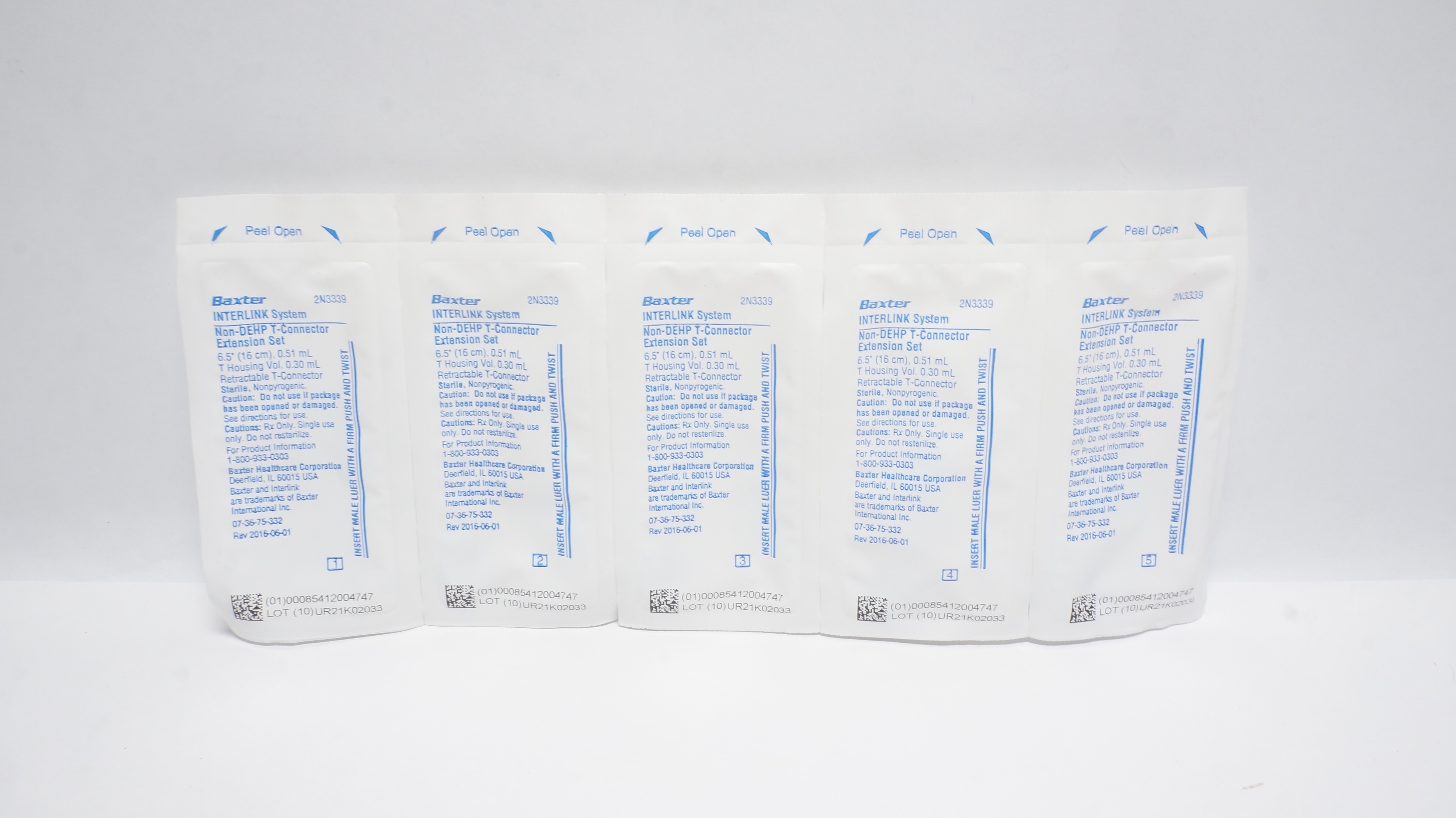 Baxter 2N3339 INTERLINK System Non-DEHP Extension Set 6.5inx0.51mL - Lot of 5