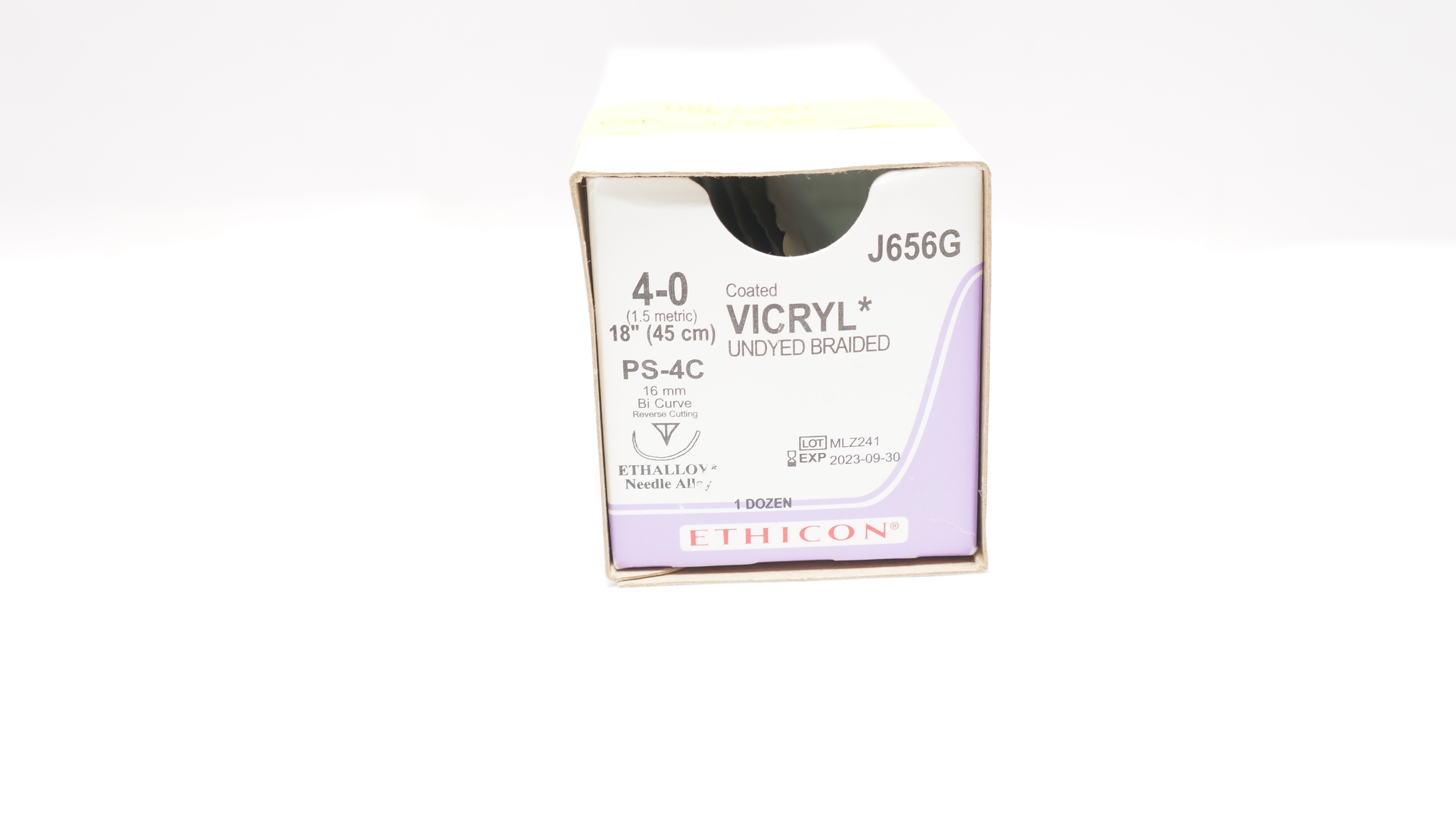 Ethicon J656G 4-0 Coated Vicryl Undyed Braided PS-4C 18inch (x) - Box of 9
