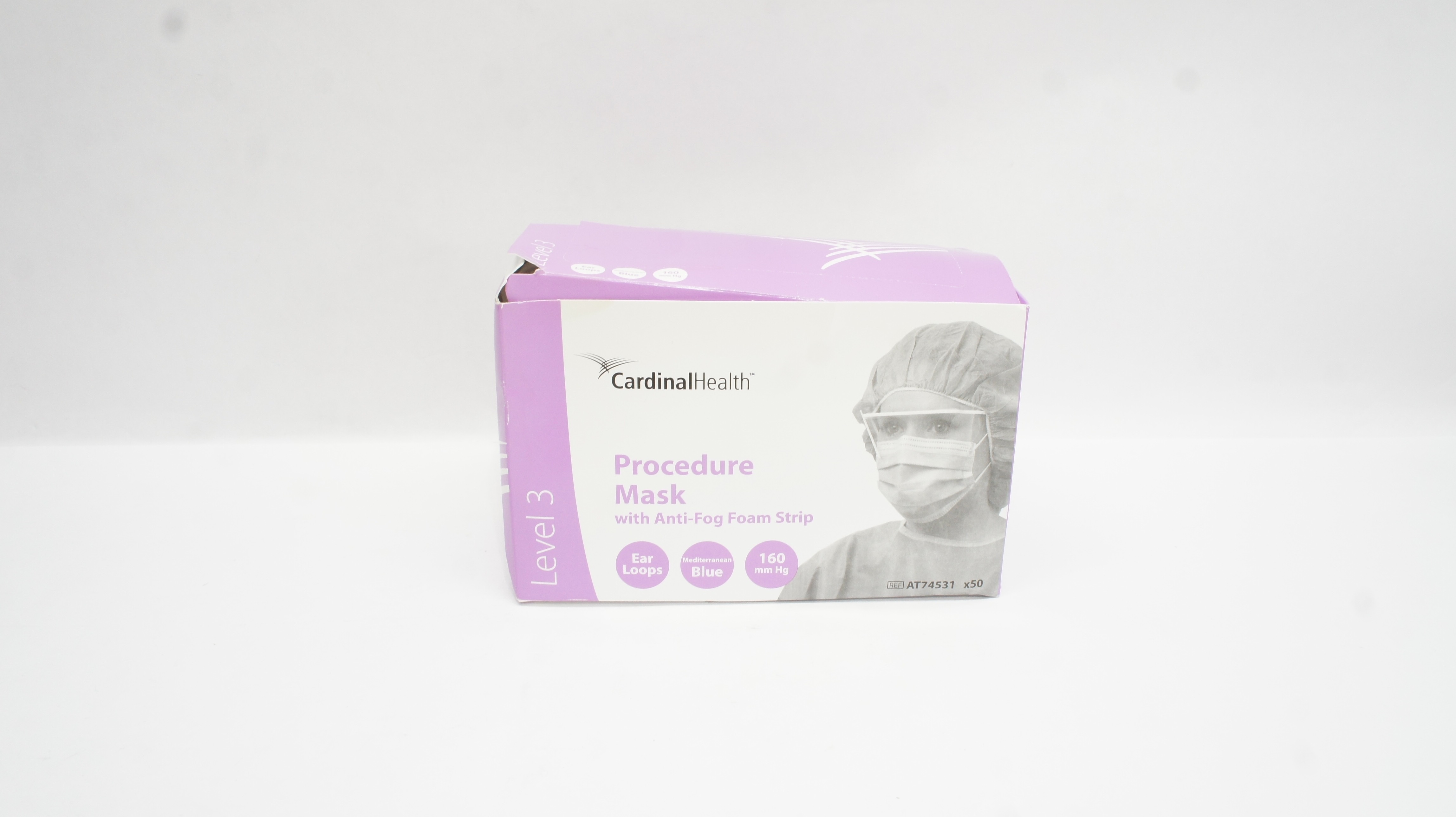 Cardinal Health AT74531 Procedure Mask W/Anti-Fog Foam Strip 160mm Hg- Box of 50
