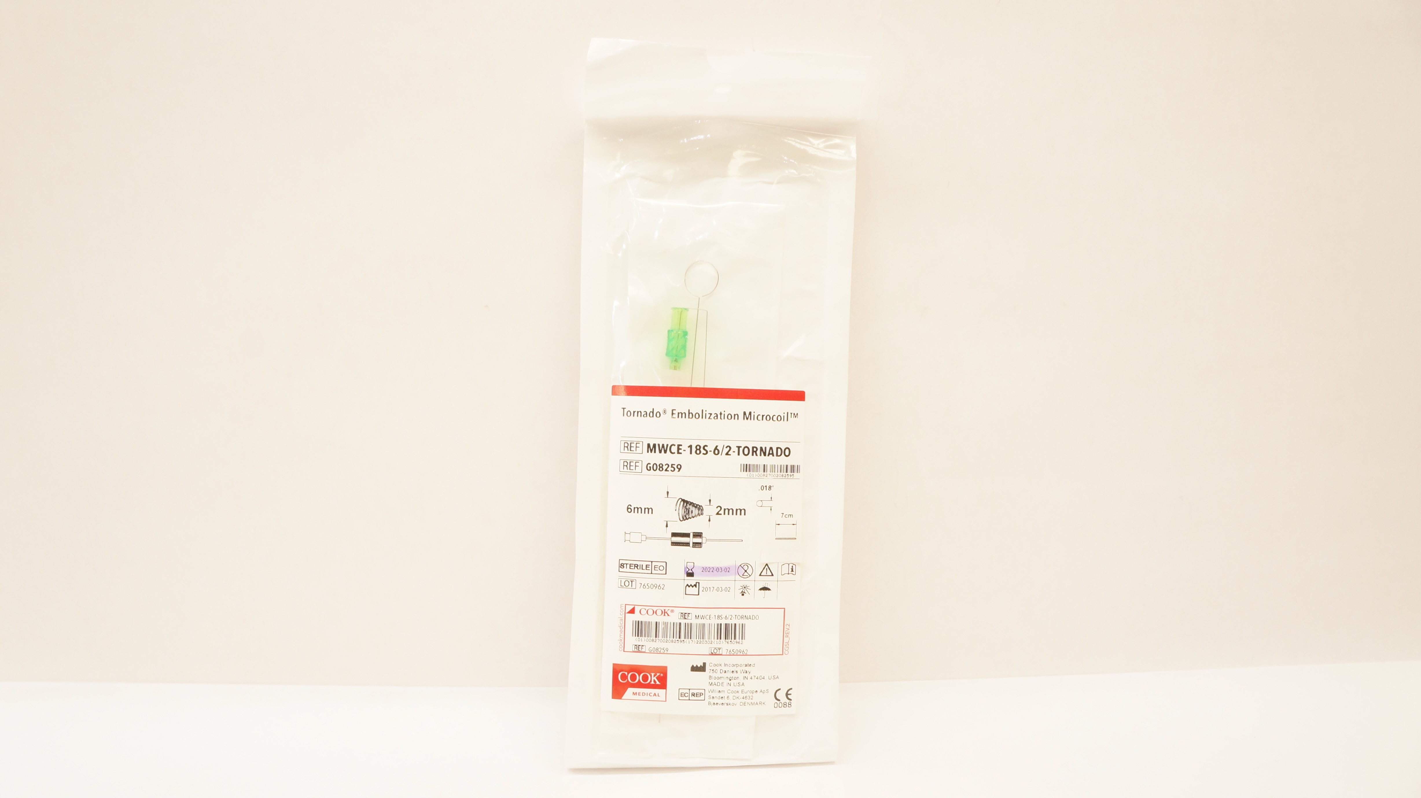 Cook Medical G08259 Tornado Embolization Microcoil 6mm x 2mm (x)