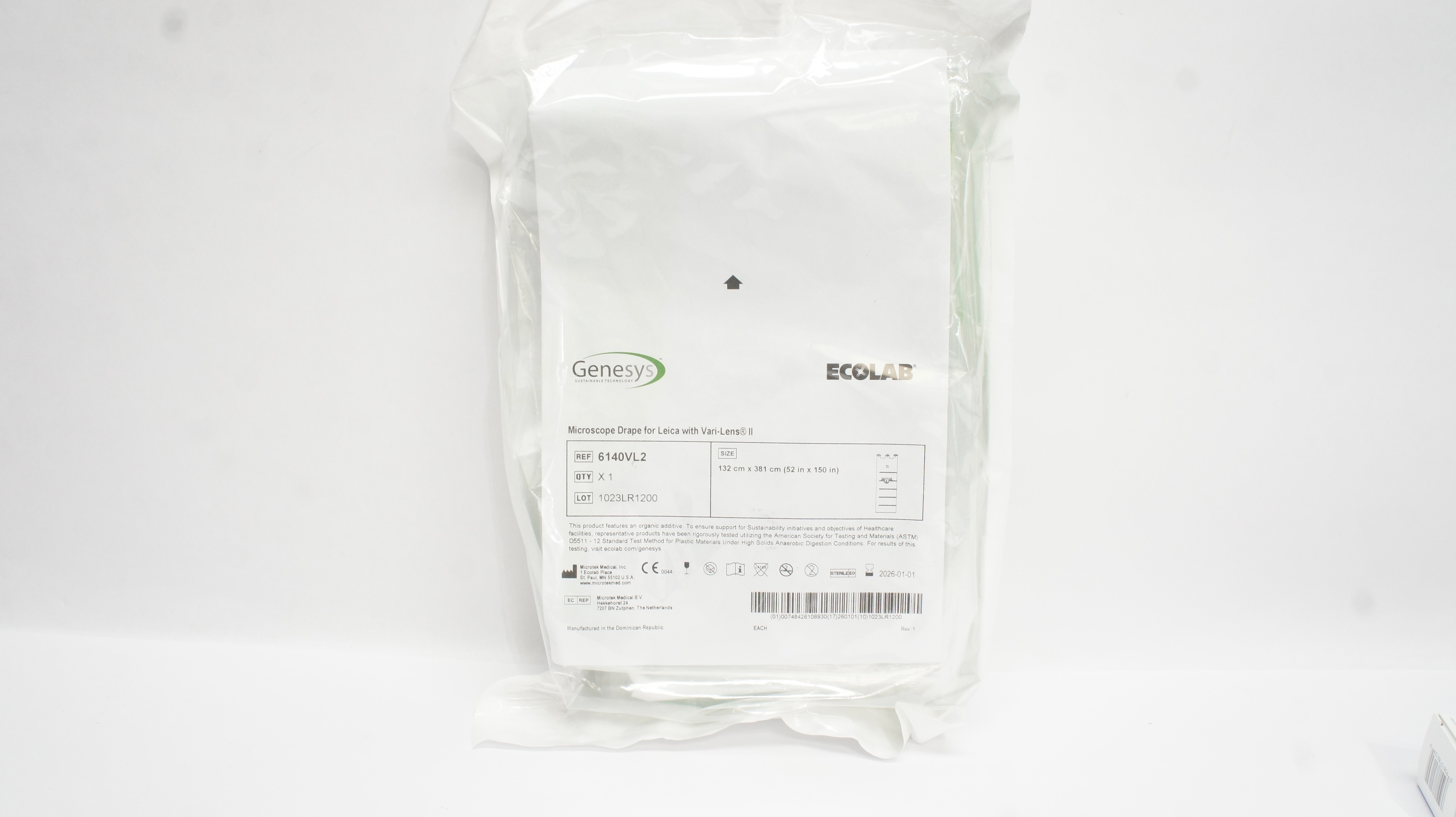 Microtek Medical 6140VL2 Genesys, Ecolab Microscope Drape For Leica 52 x 150inch