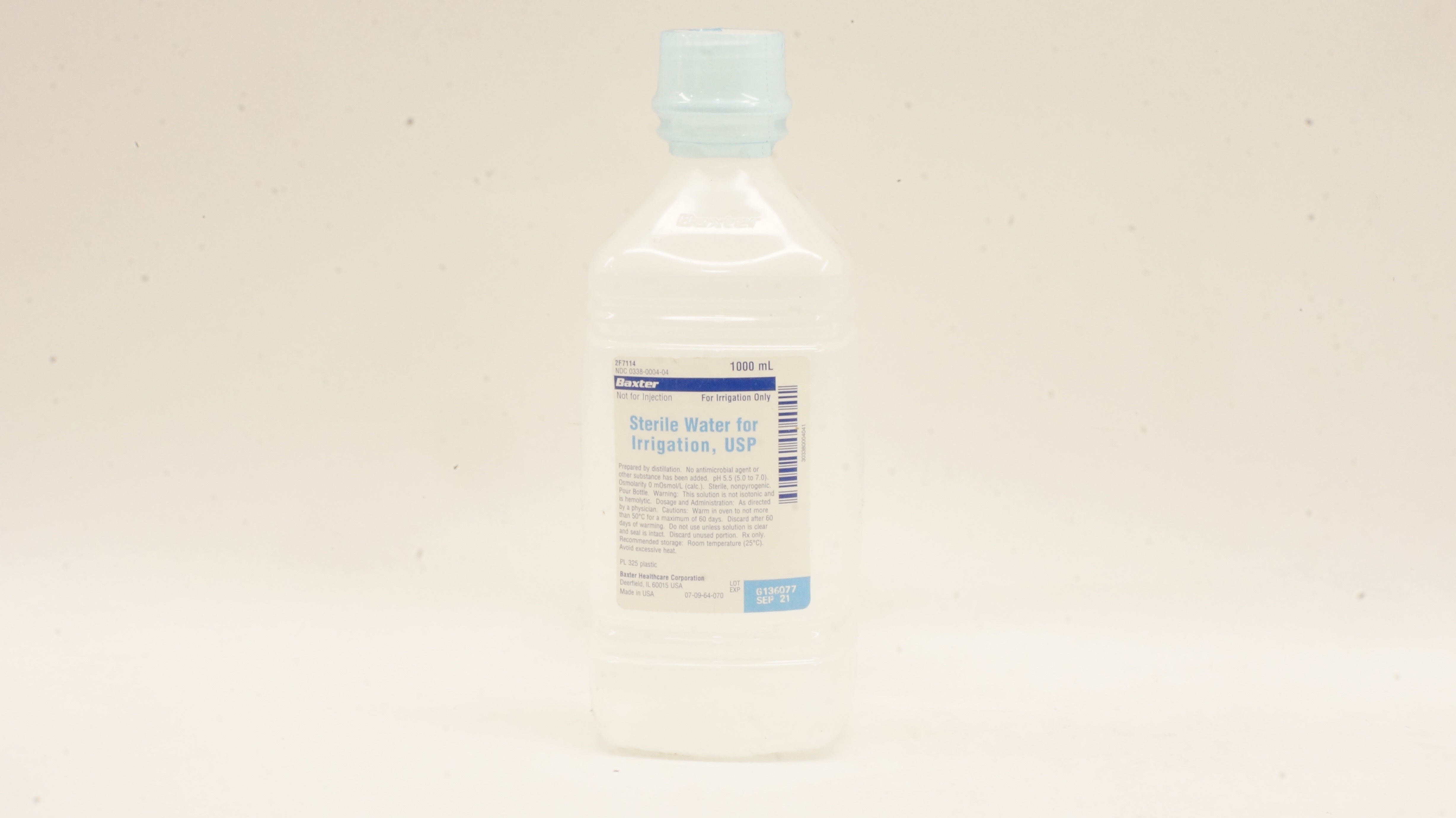 Baxter 2F7114 Sterile Water For Irrigation USP 1000 mL Bottle