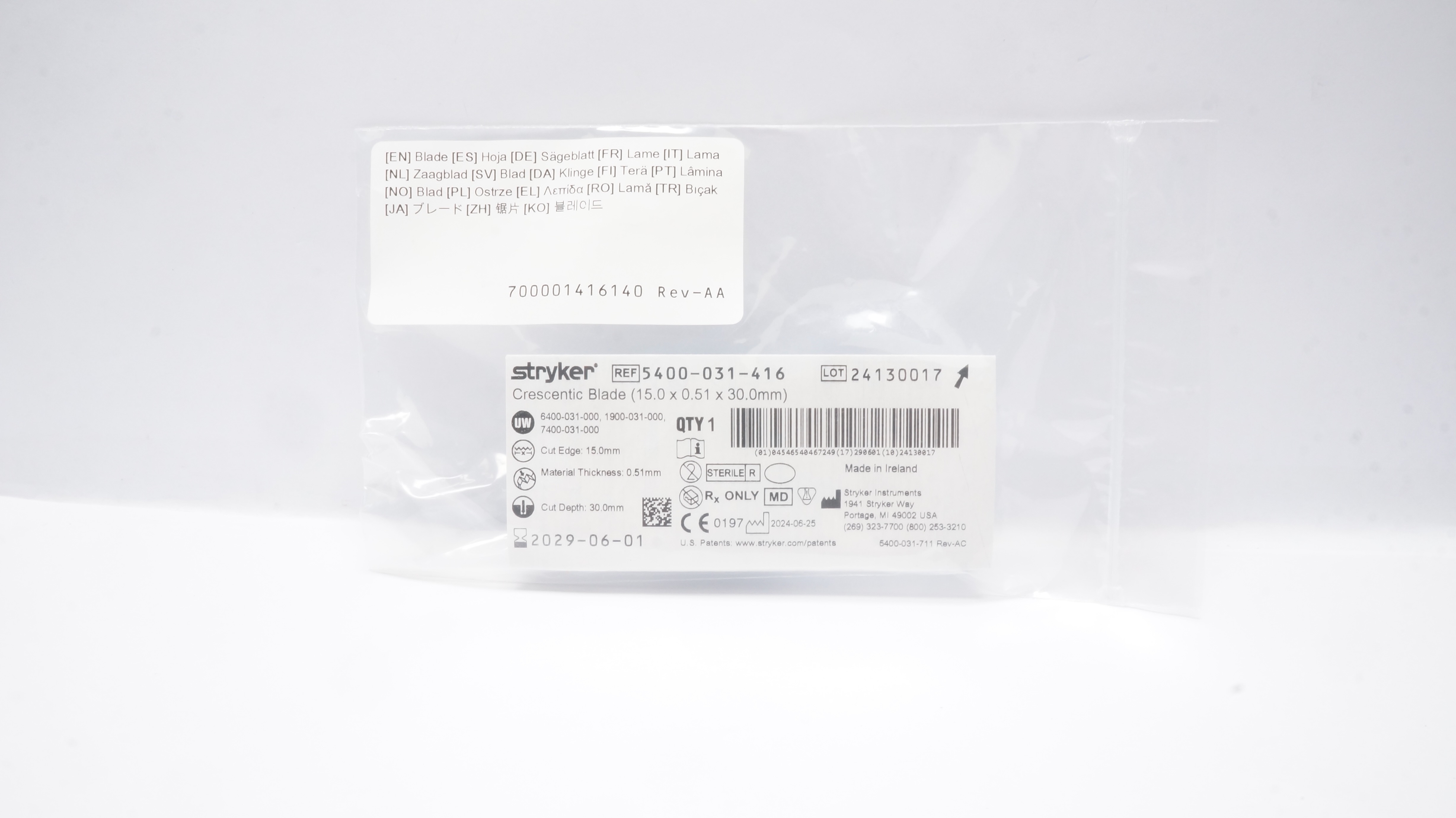 Stryker 5400-031-416 Crescentic Blade 15.0 x 0.51 x 30.0mm