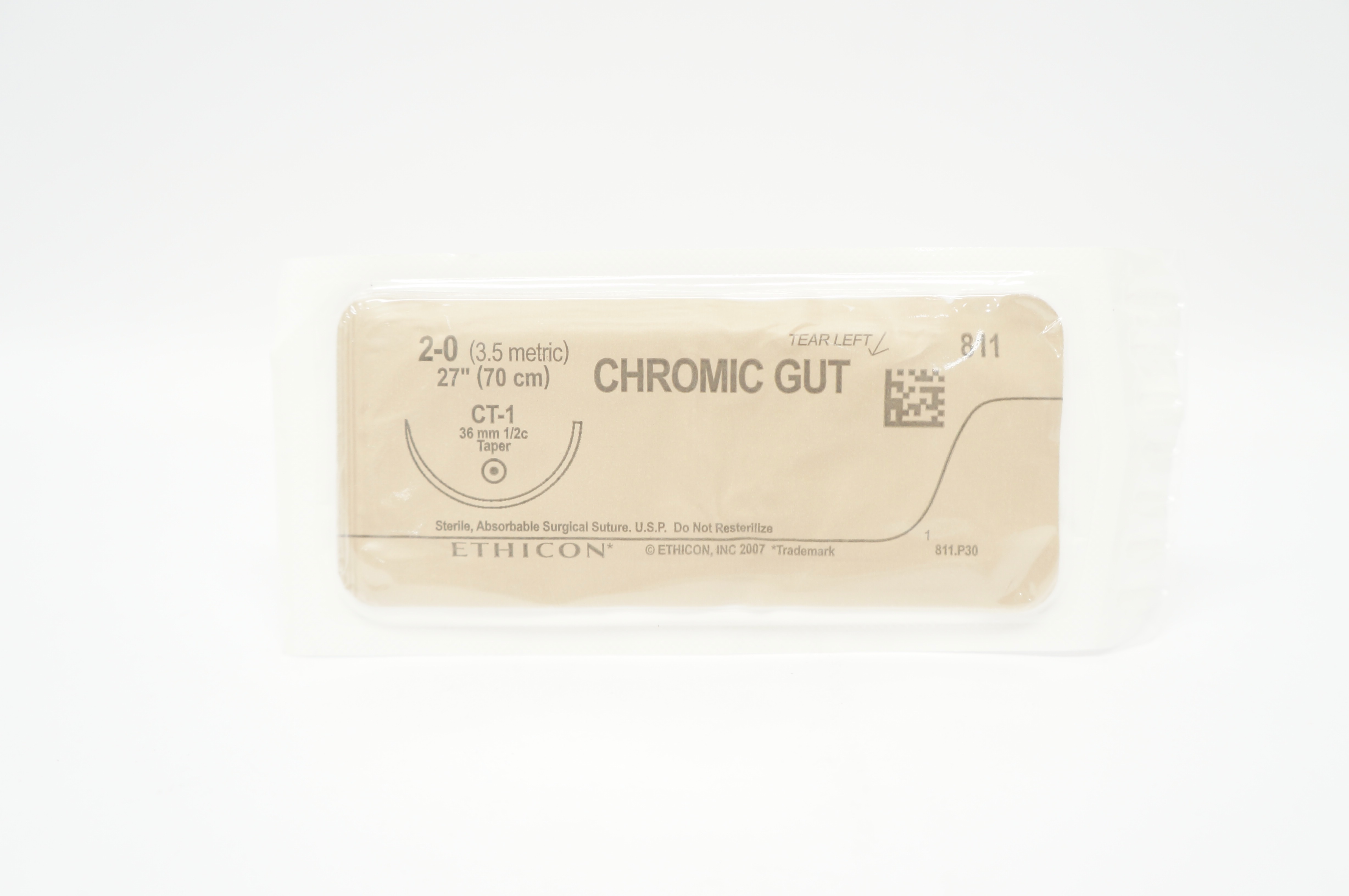 Ethicon 811 2-0 CHROMIC GUT Surgical Stre CT-1 36mm 1/2c Taper 27inch (x)
