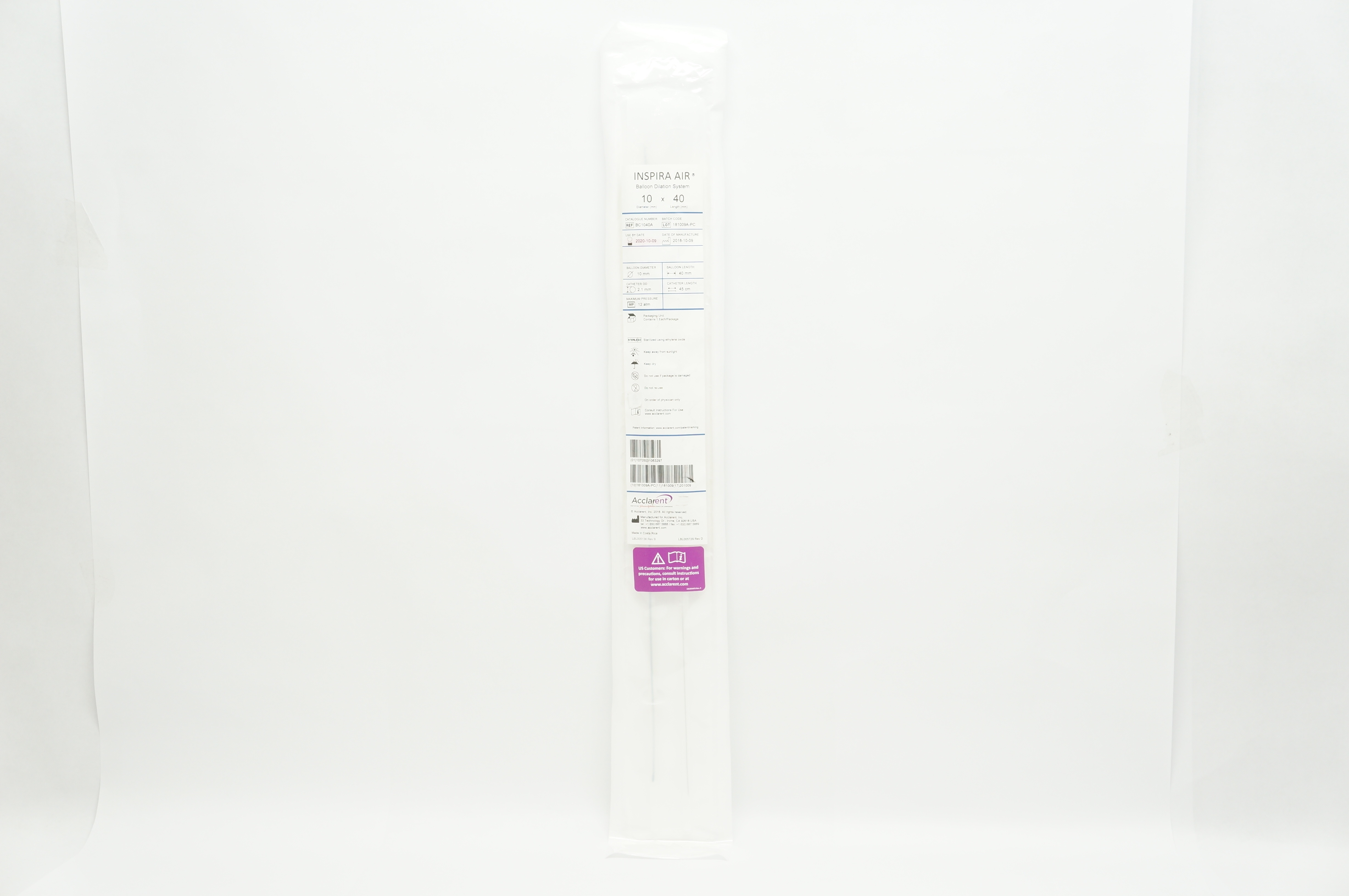 Acclarent BC1040A INSPIRA AIR Balloon Dilation System 10mm x 40mm (x)