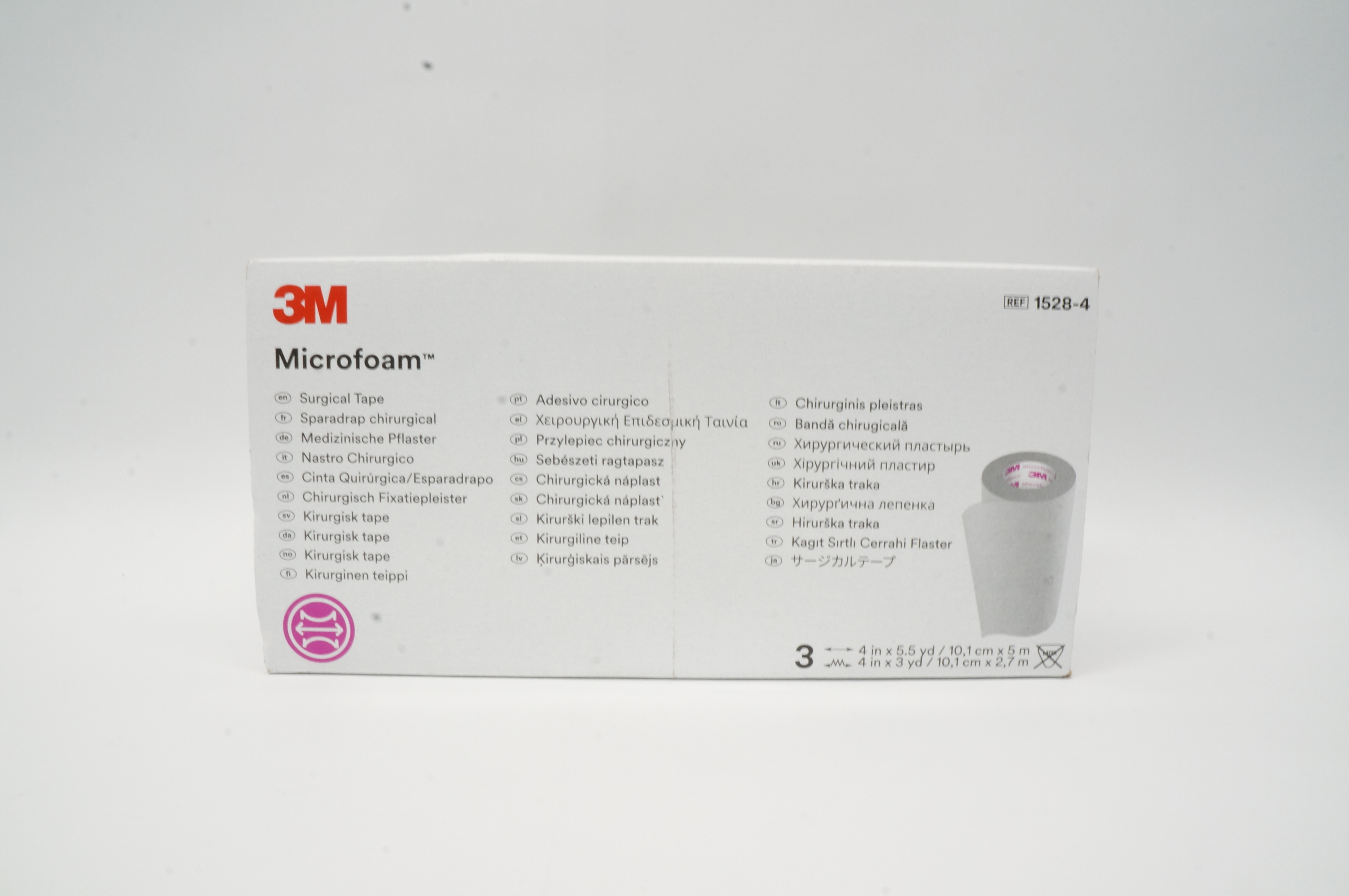 3M 1528-4 Microfoam Surgical Tape 4in x 5.5yd ~ Box of 3