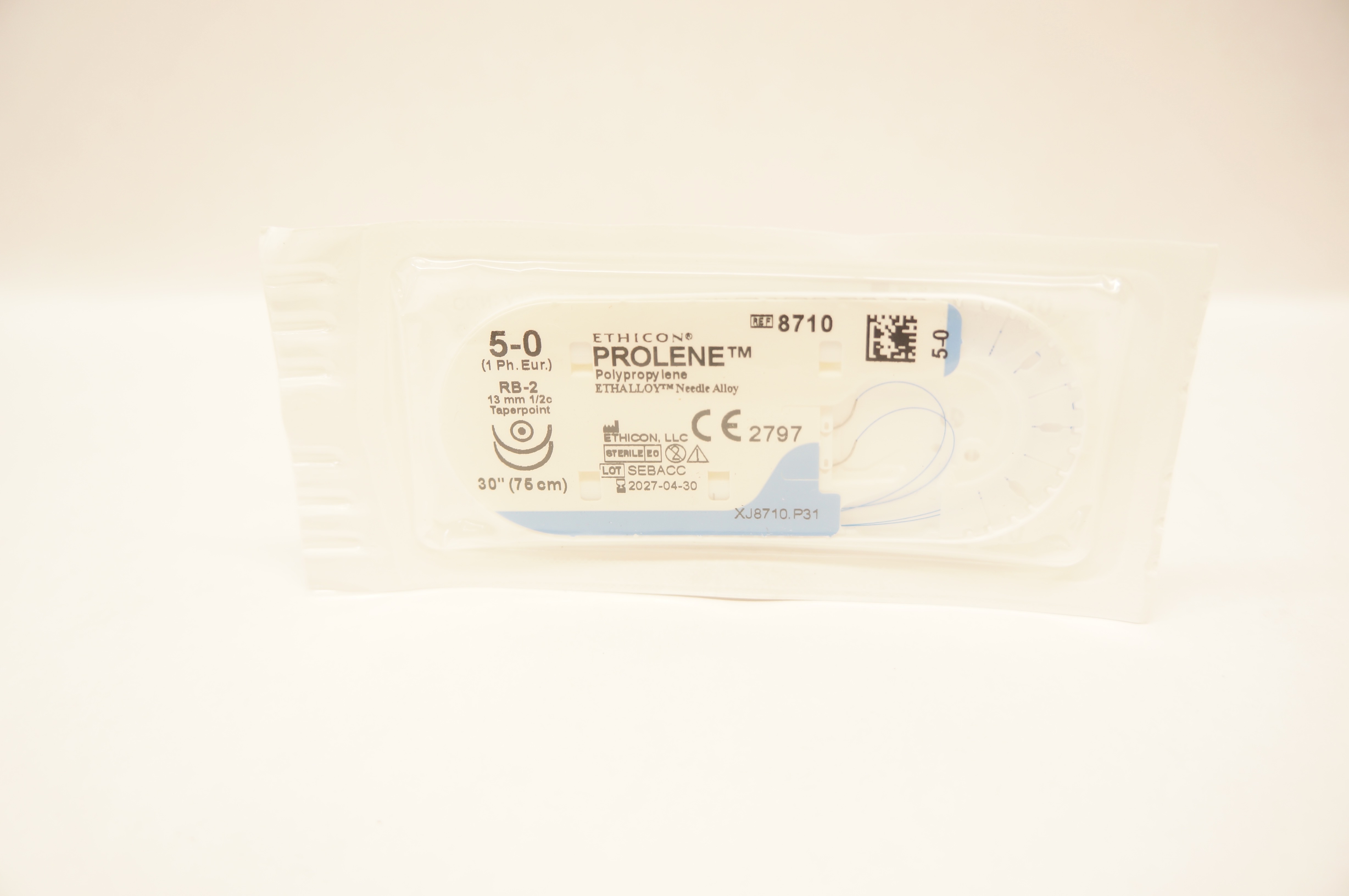 Ethicon 8710 5-0 PROLENE Polypropylene Stre RB-2 13mm 1/2c Taperpoint 30inch