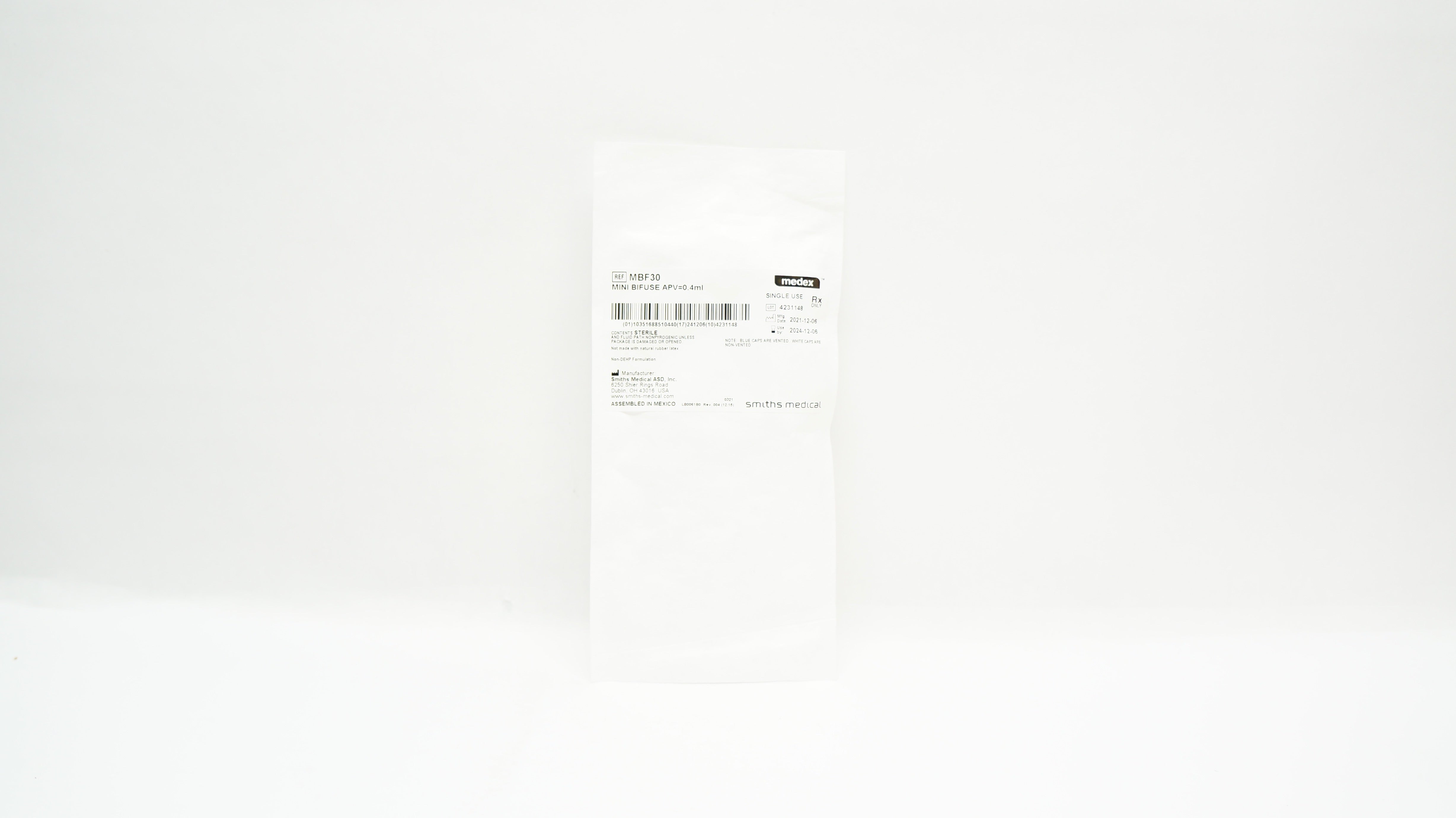 Smiths Medical MBF30 Medex Mini Bifuse APV=0.4ml