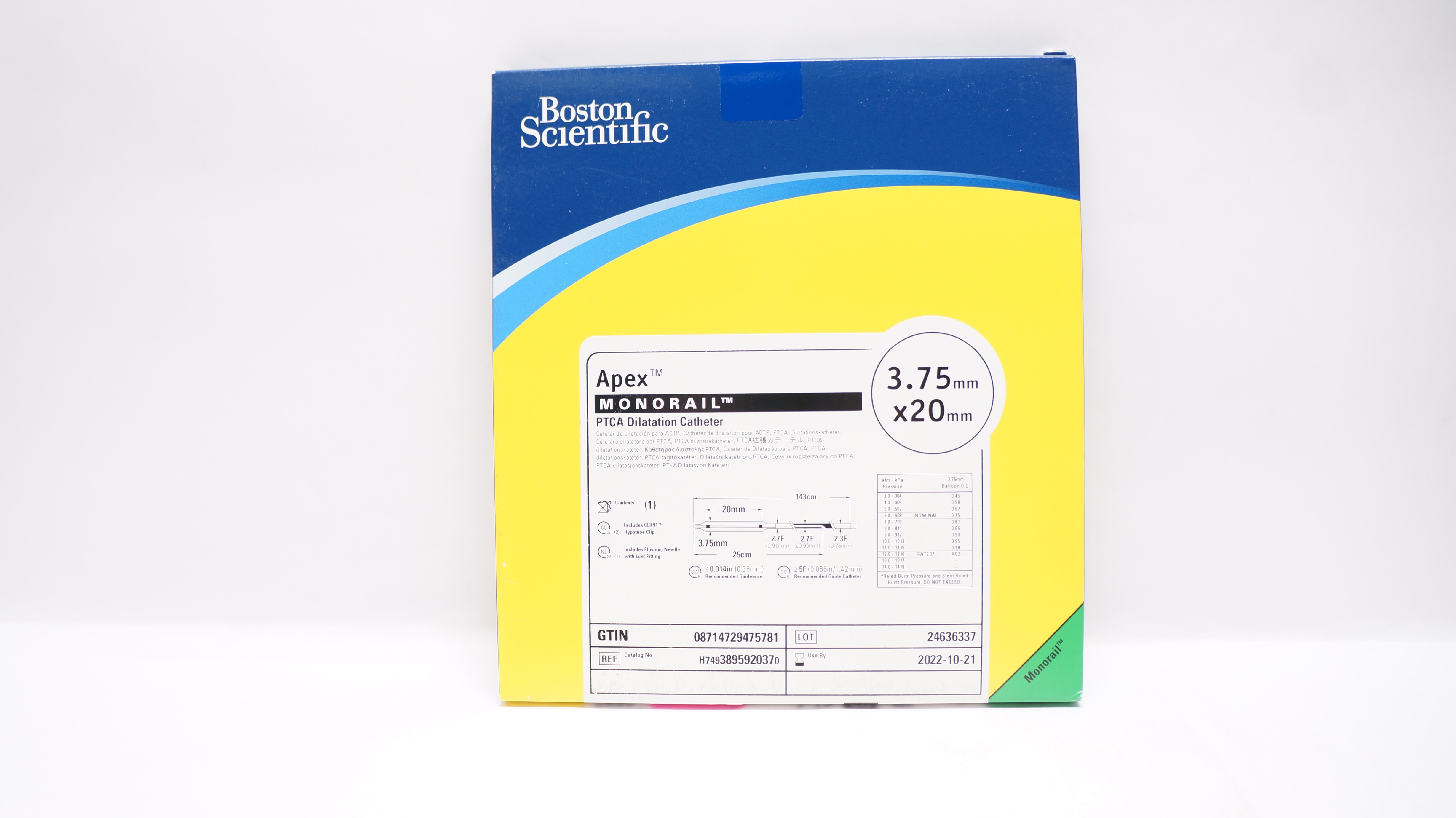 Boston Scientific H7493895920370 Apex PTCA Dilatation Cath. 3.75mm x 20mm (x)
