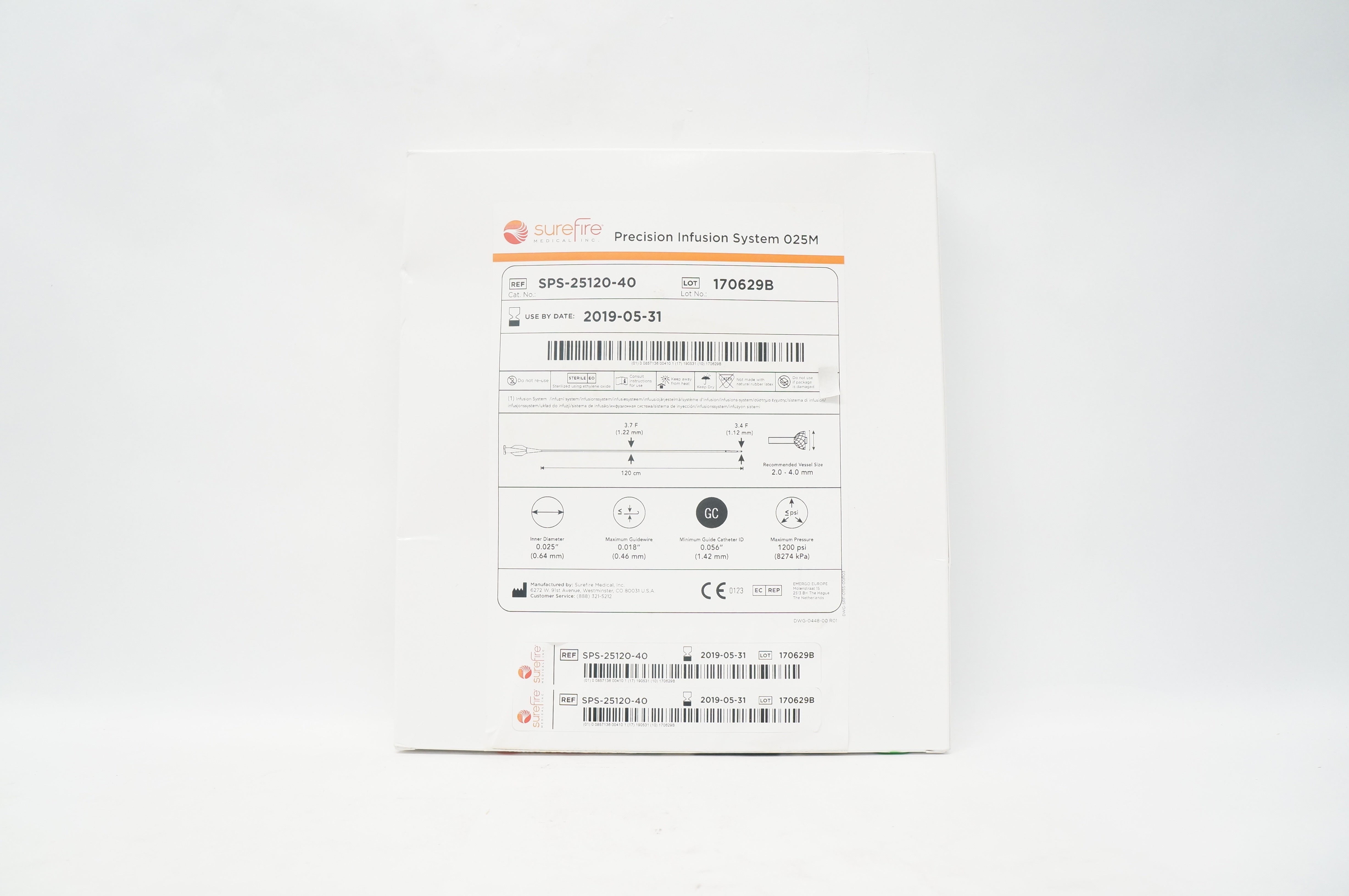Surefire Medical SPS-25120-40 Precision Infusion System 025M 0.025inch x120cm(x)