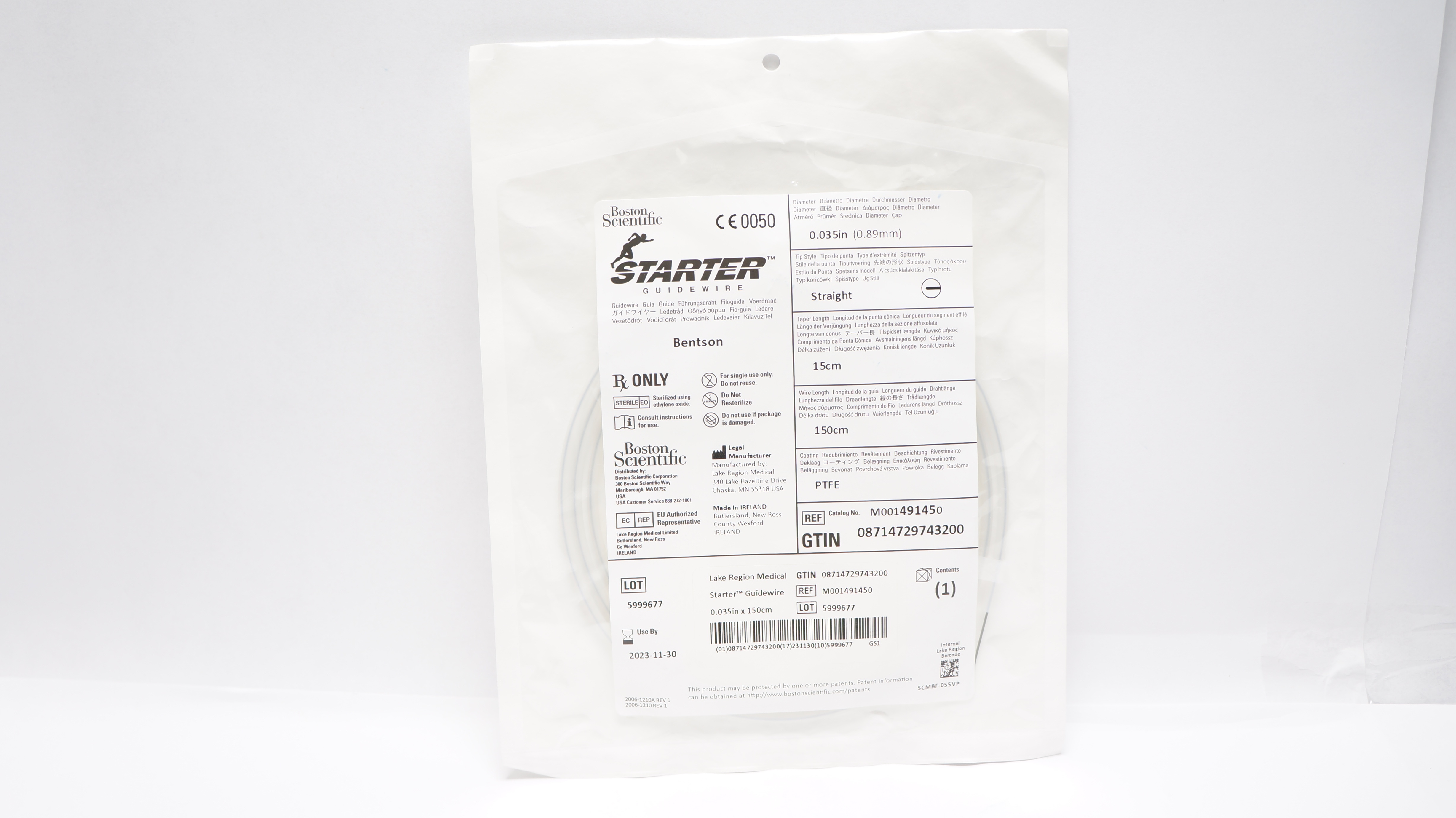 Boston Scientific M001491450 Starter Guidewire 0.035inch x 150cm x 15cm (x)