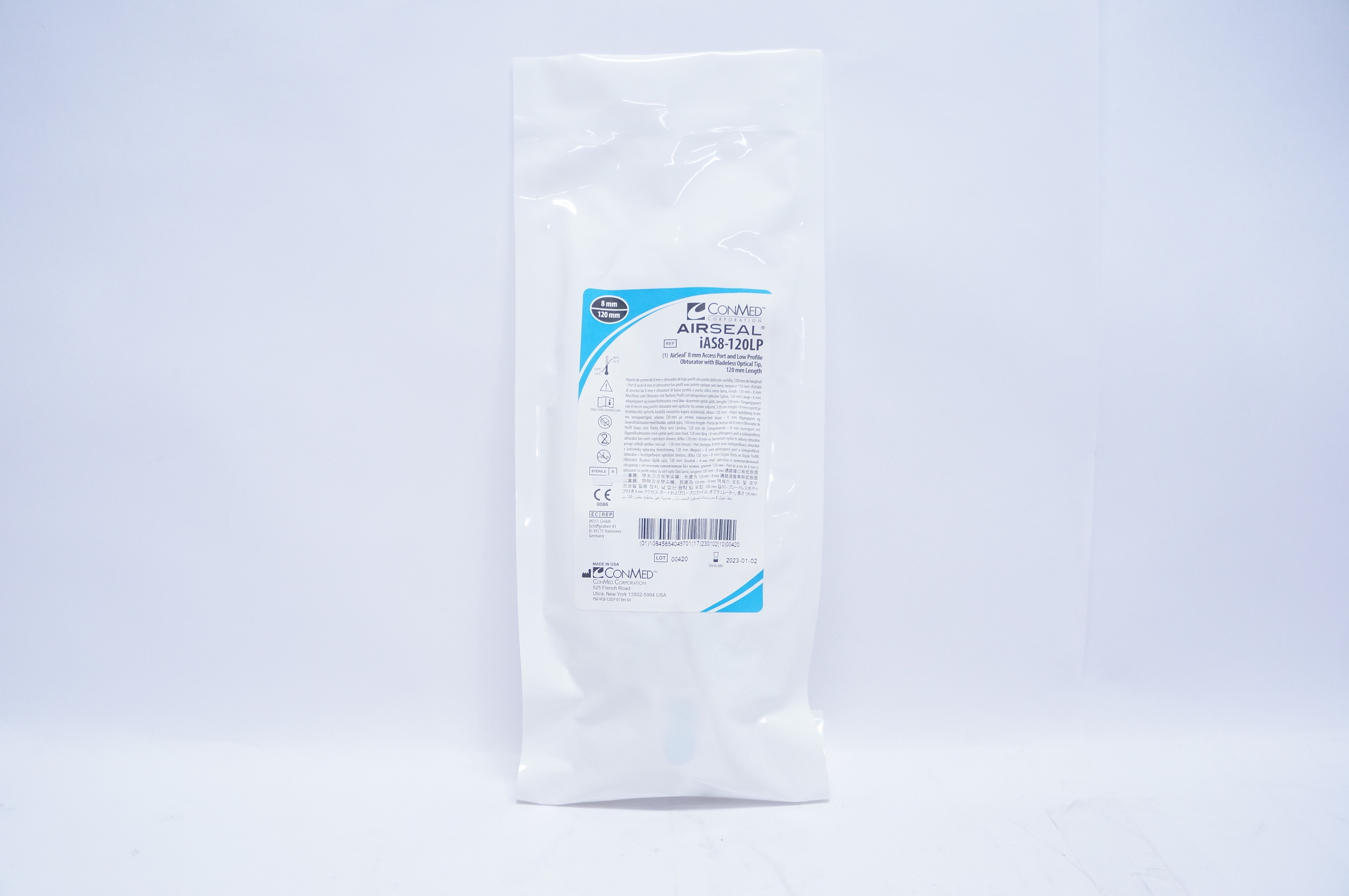 ConMed iAS8-120LP Airseal 8mm Access Port and Low Profile Obturator