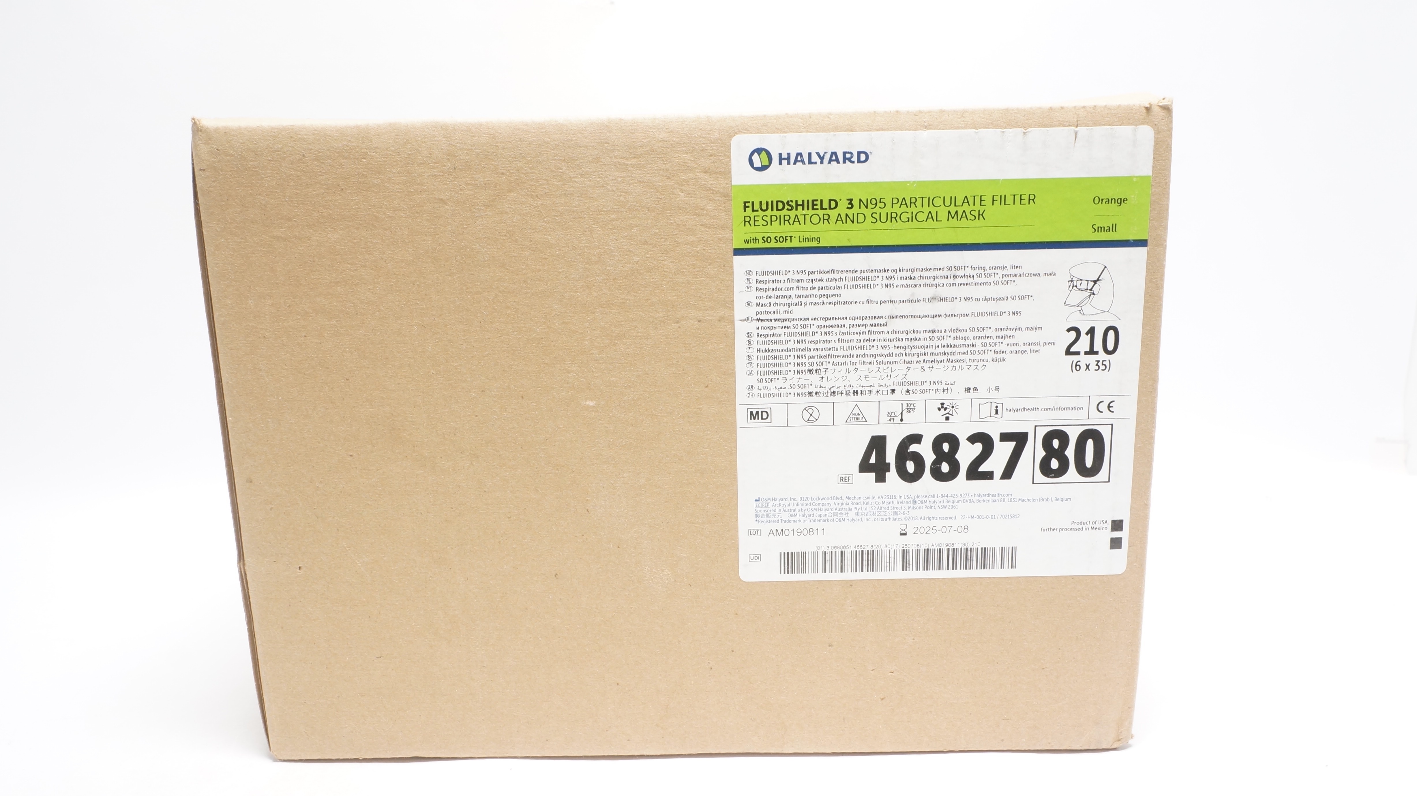 Halyard 46827 N95 Particulate Filter Respirator, Small - Case of 210 (x)