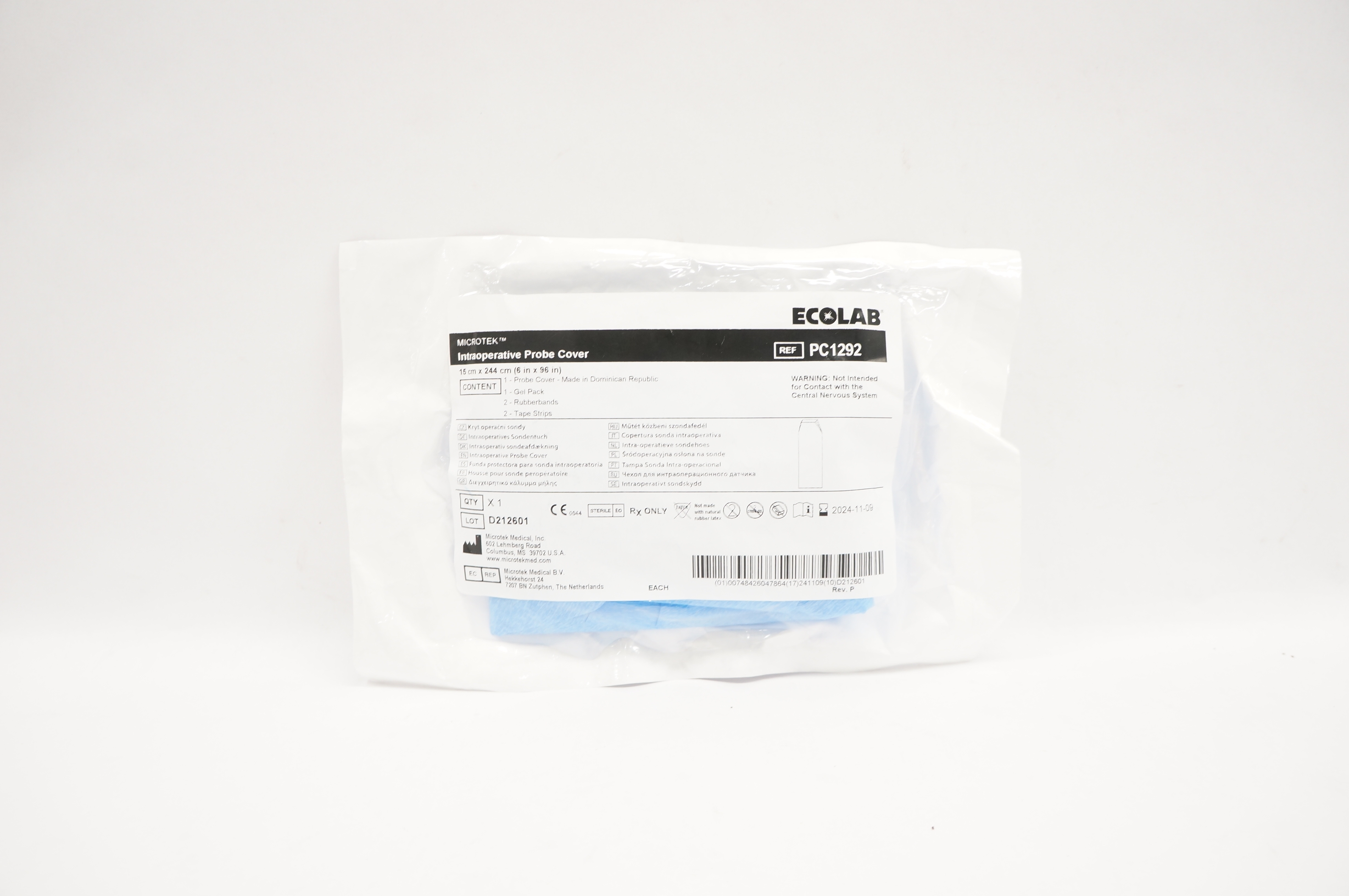 Microtek PC1292 Ecolab Adhesion Intraoperative Probe Cover 6 inch x 96 inch