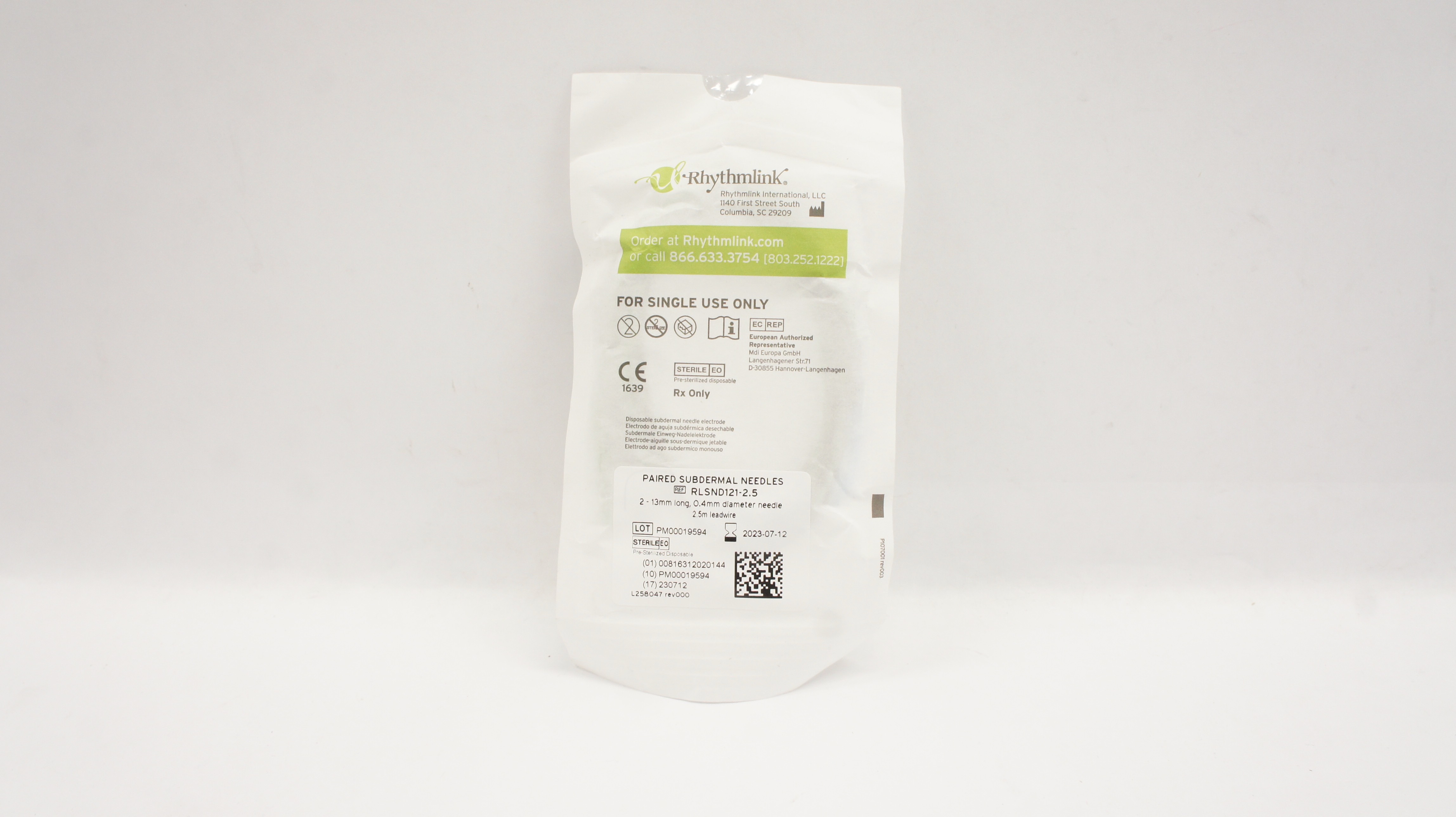Rhythmlink RLSND121-2.5 Paired Subdermal Ndle