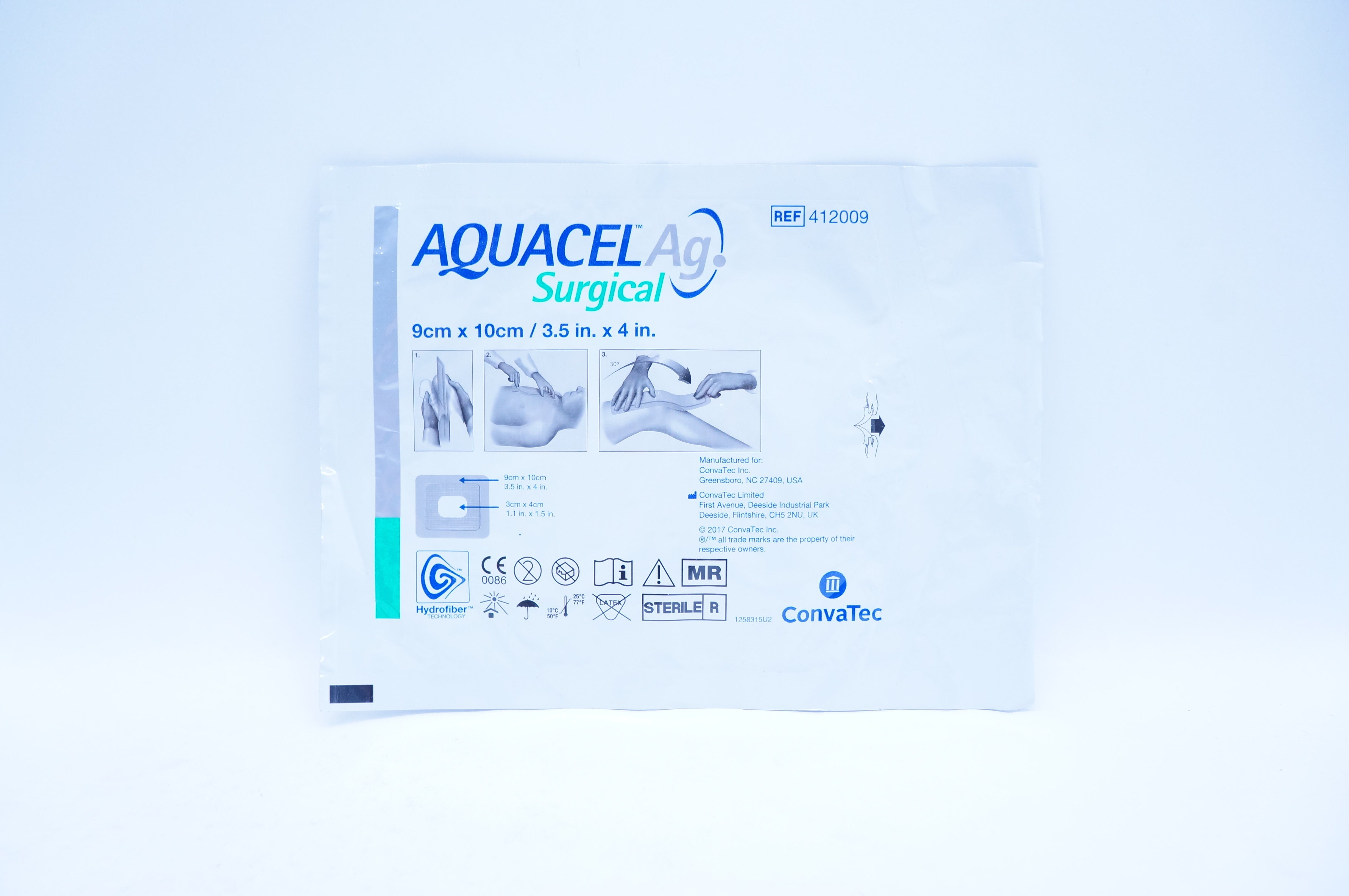ConvaTec 412009 AquacelAg Surgical Cover Dressing 3.5 in. x 4 in. (x)