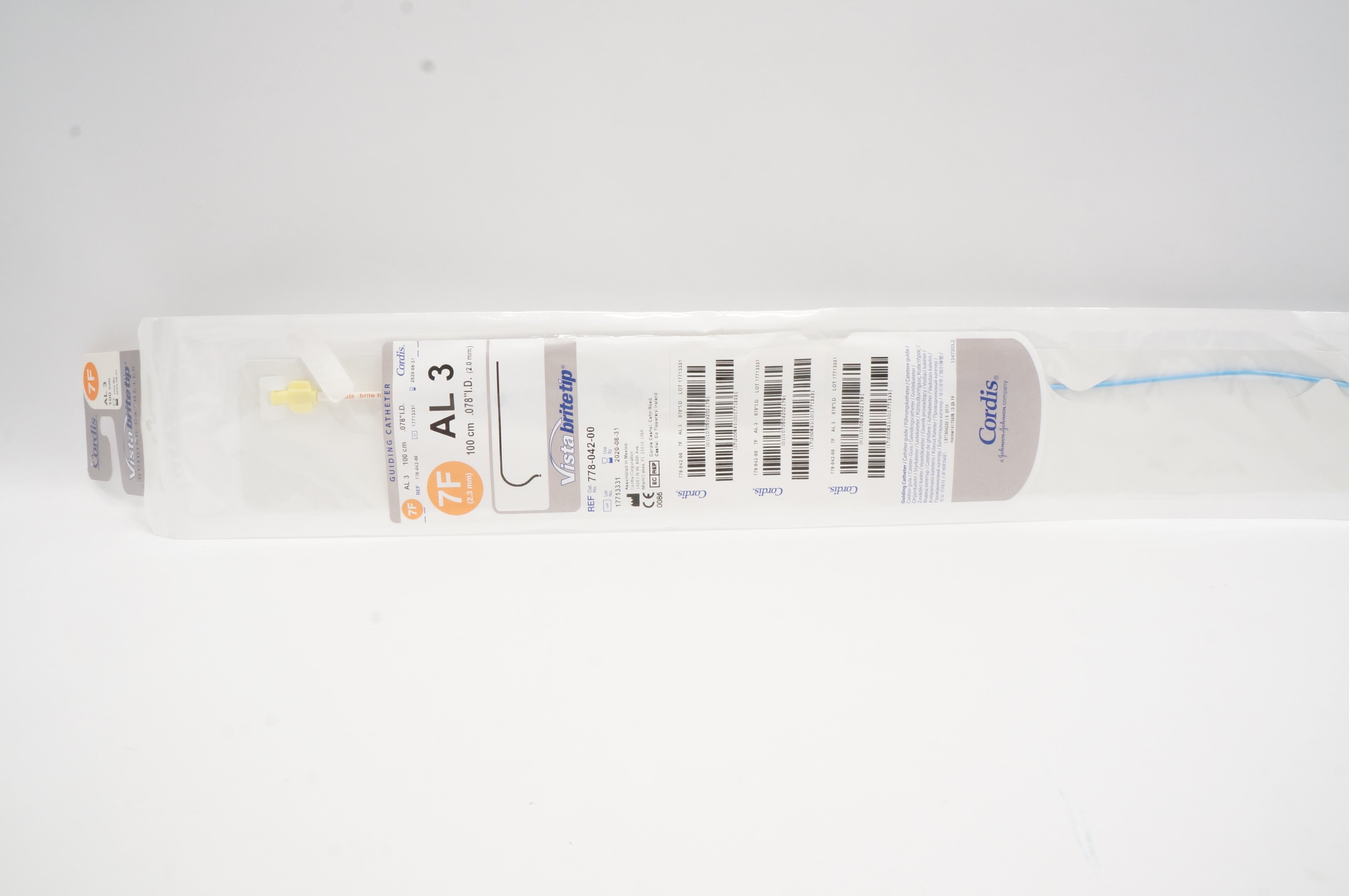 Cordis 778-042-00 Guiding Catheter AL 3 7F x 100cm x .078inch (x)