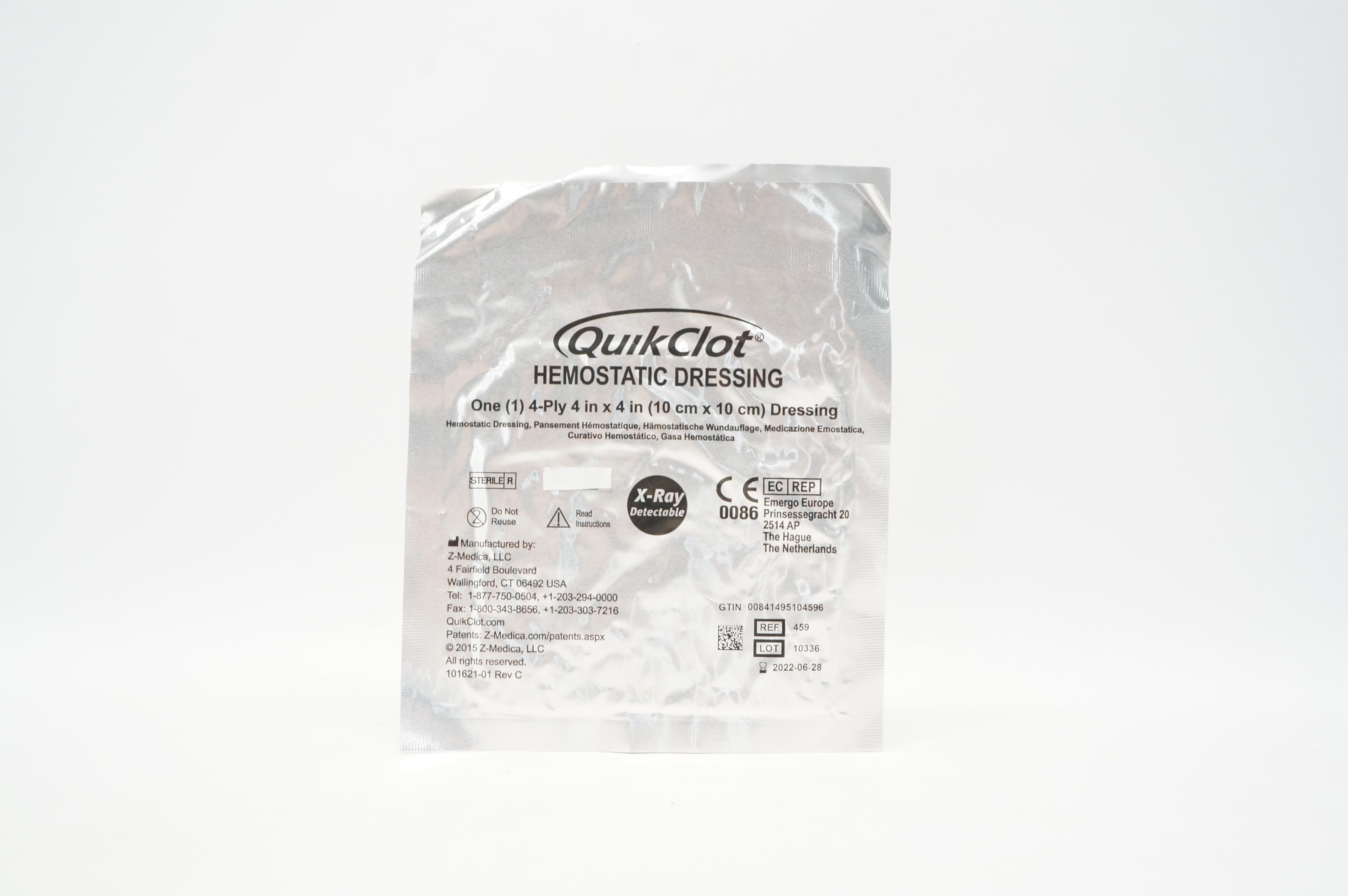 Z-Medica 459 QuikClot Hemostatic Dressing 4-Ply 4inch x 4inch (x)