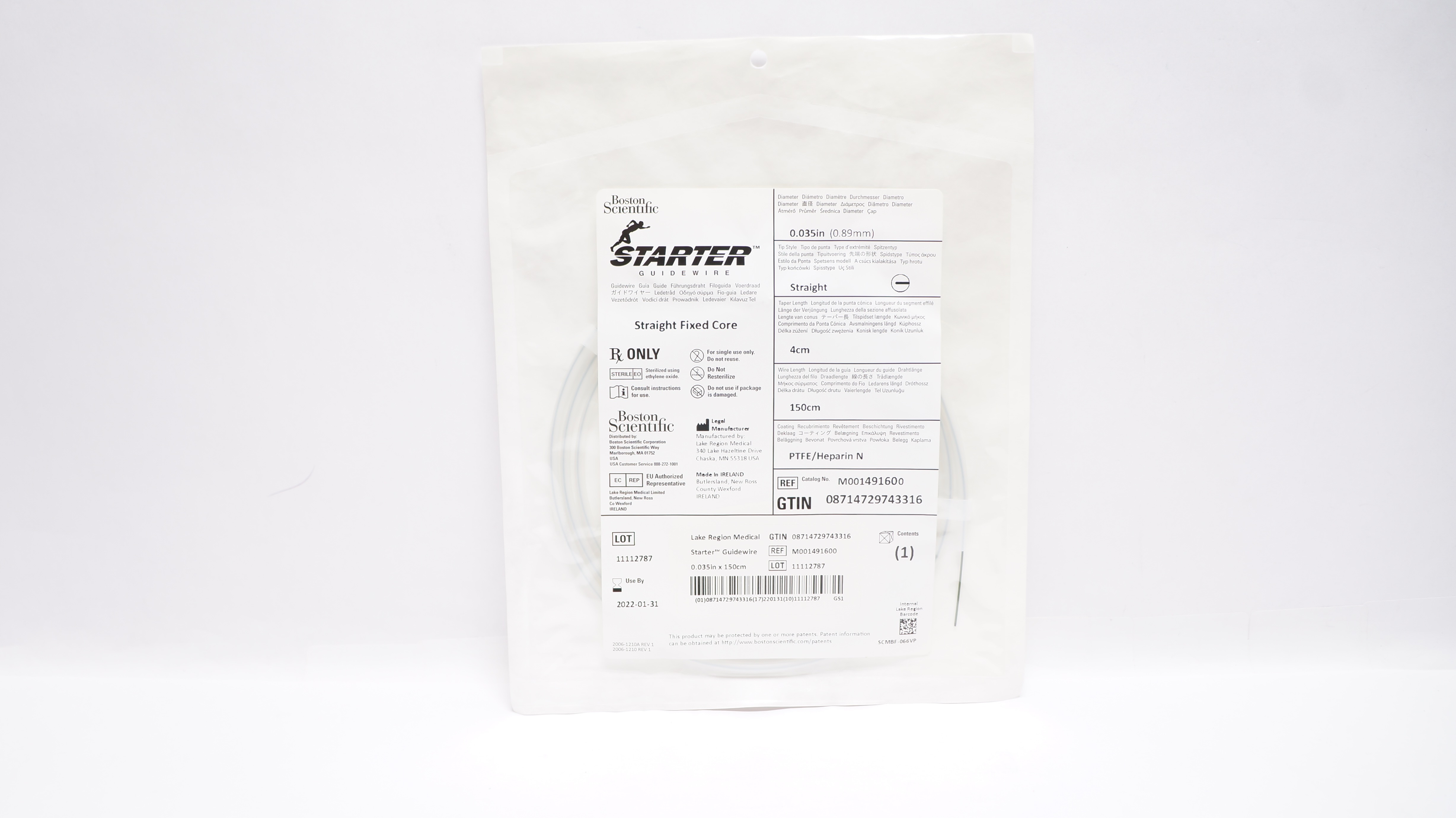 Lake Region Medical M001491600 Starter Straight Fixed Core 0.035in x 150cm (x)