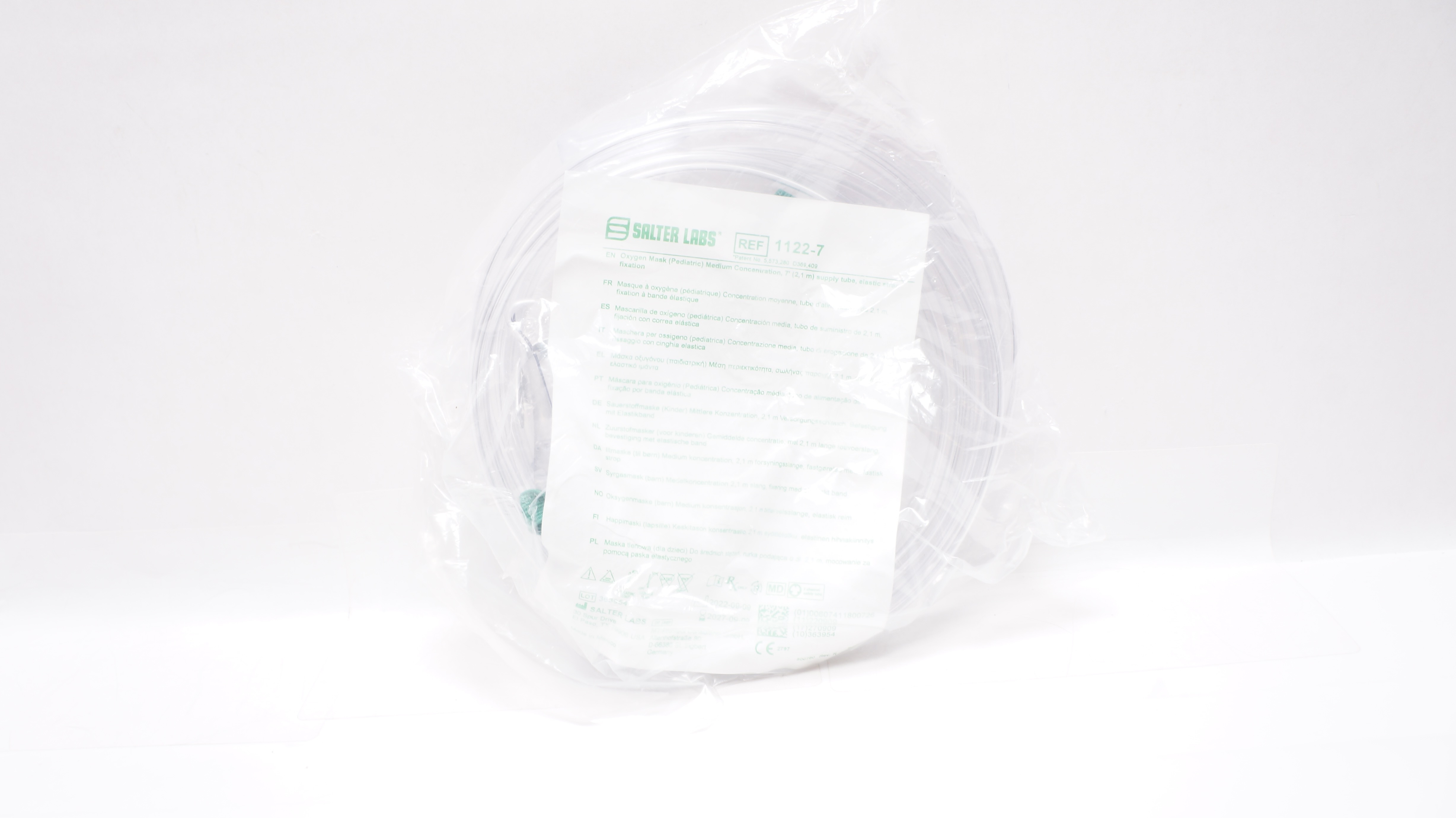 Salter Labs 1122-7 Oxygen Mask Medium Concentration 7ft. Supply Tube
