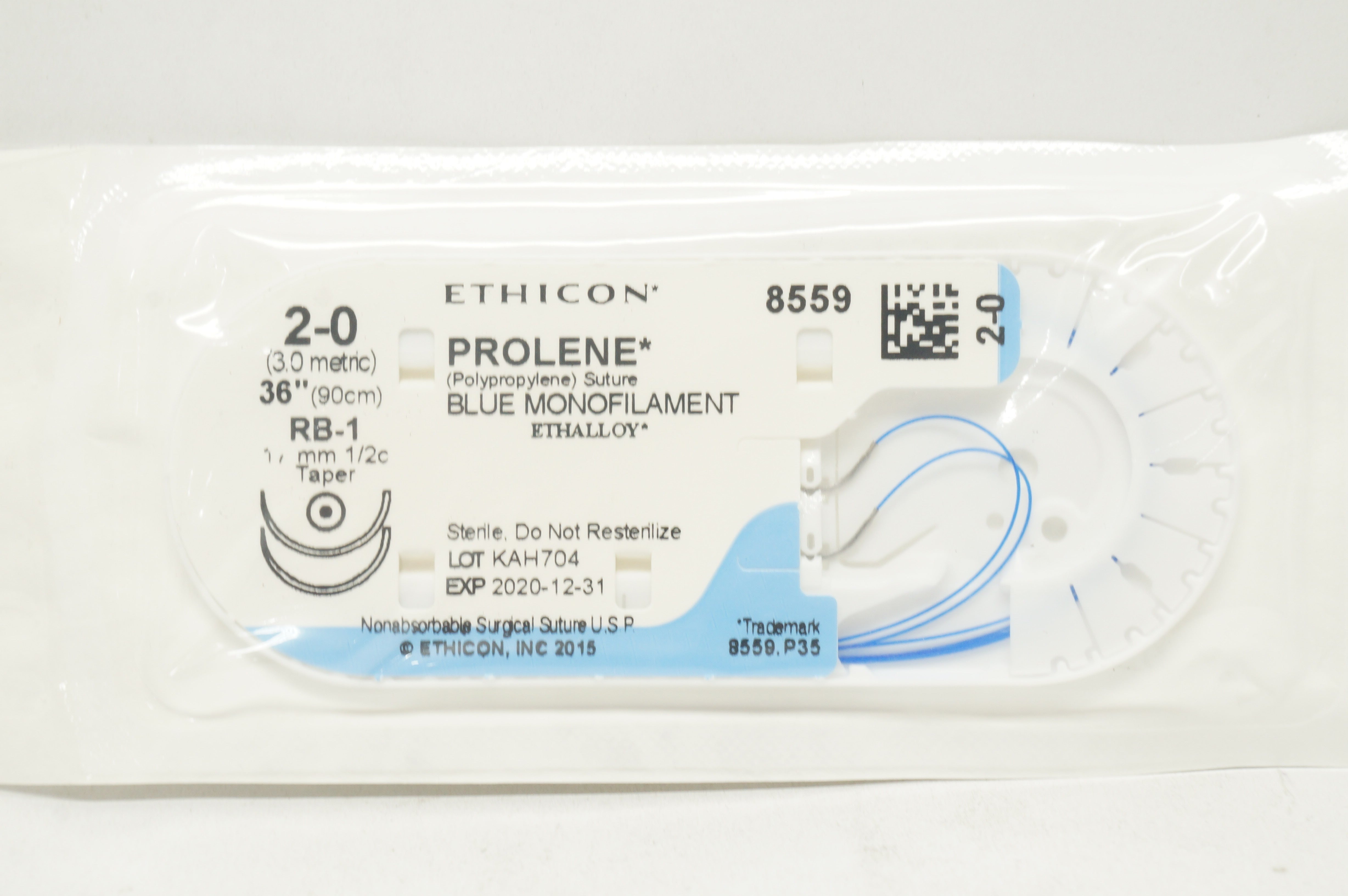 Ethicon 8559 2-0 Prolene Polypropylene Stre RB-1 17mm 1/2c Taper, 36inch (x)