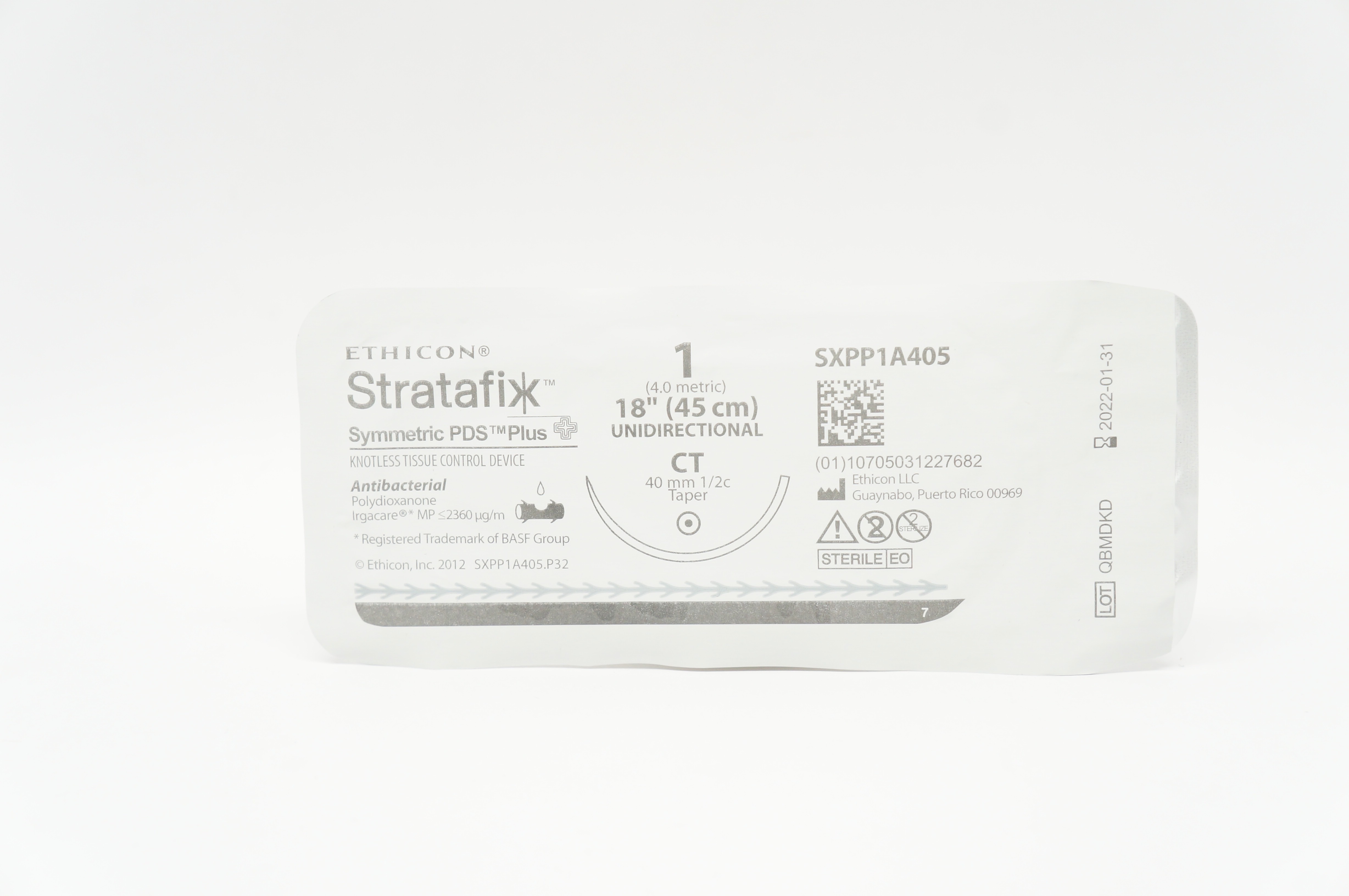 Ethicon SXPP1A405 1 Stratafix Symmetric PDS Plus CT 40mm 1/2c Taper, 18inch (x)