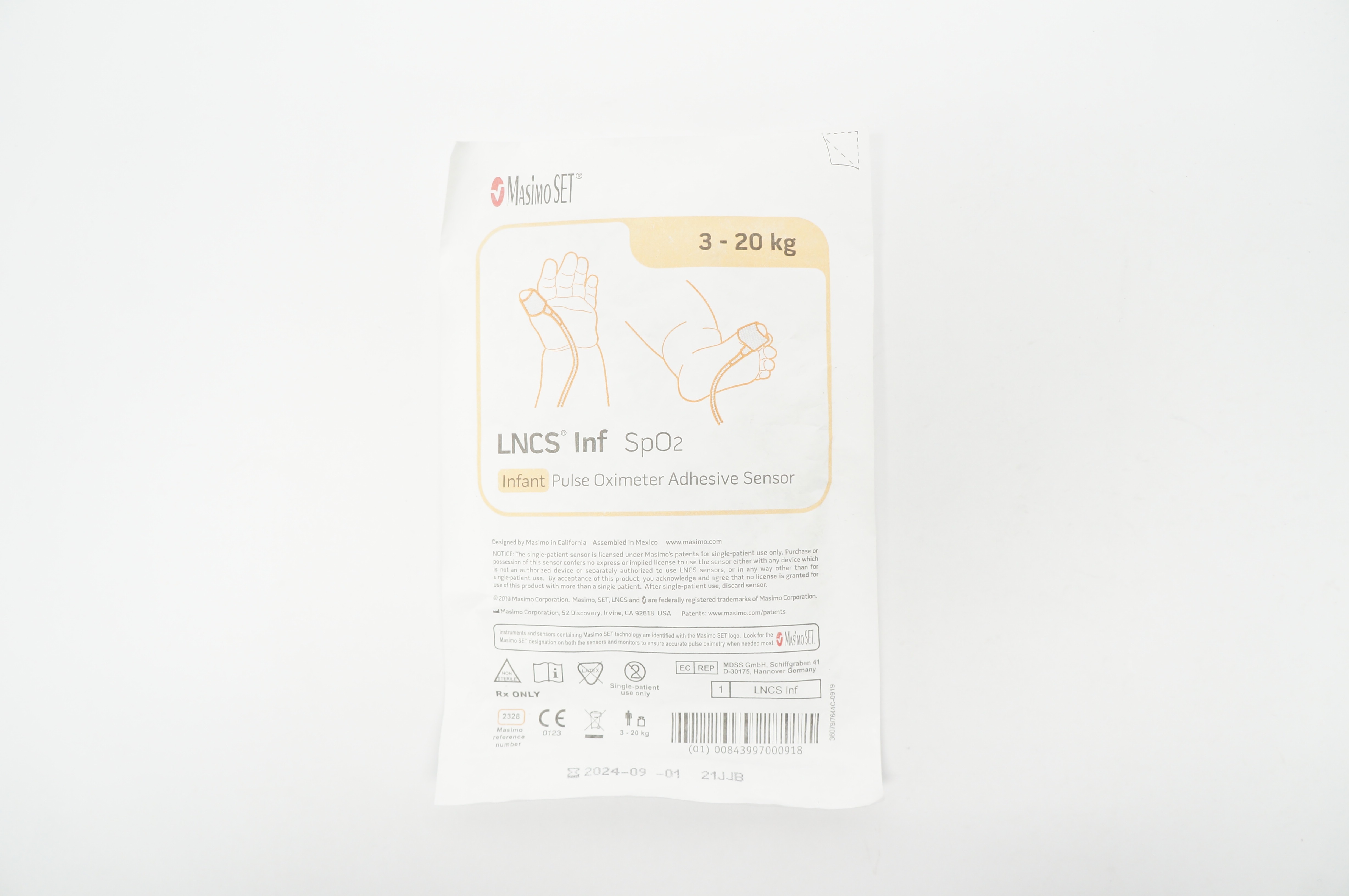 MasimoSet 2328 LNCS Infant SpO2 Pulse Oximeter Adhesive Sensor 3kg - 20kg
