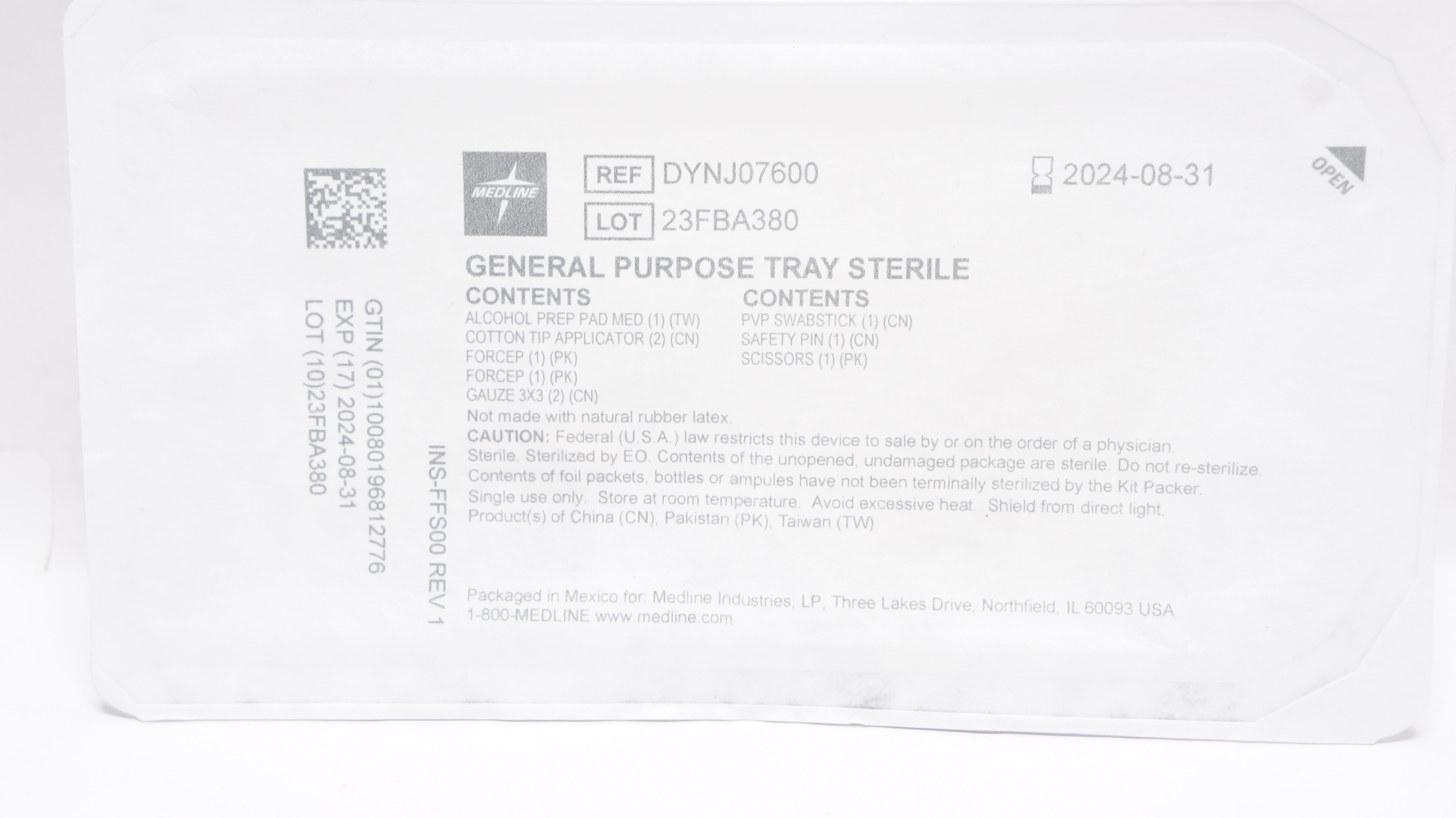Medline DYNJ07600 Sterile General Purpose Tray