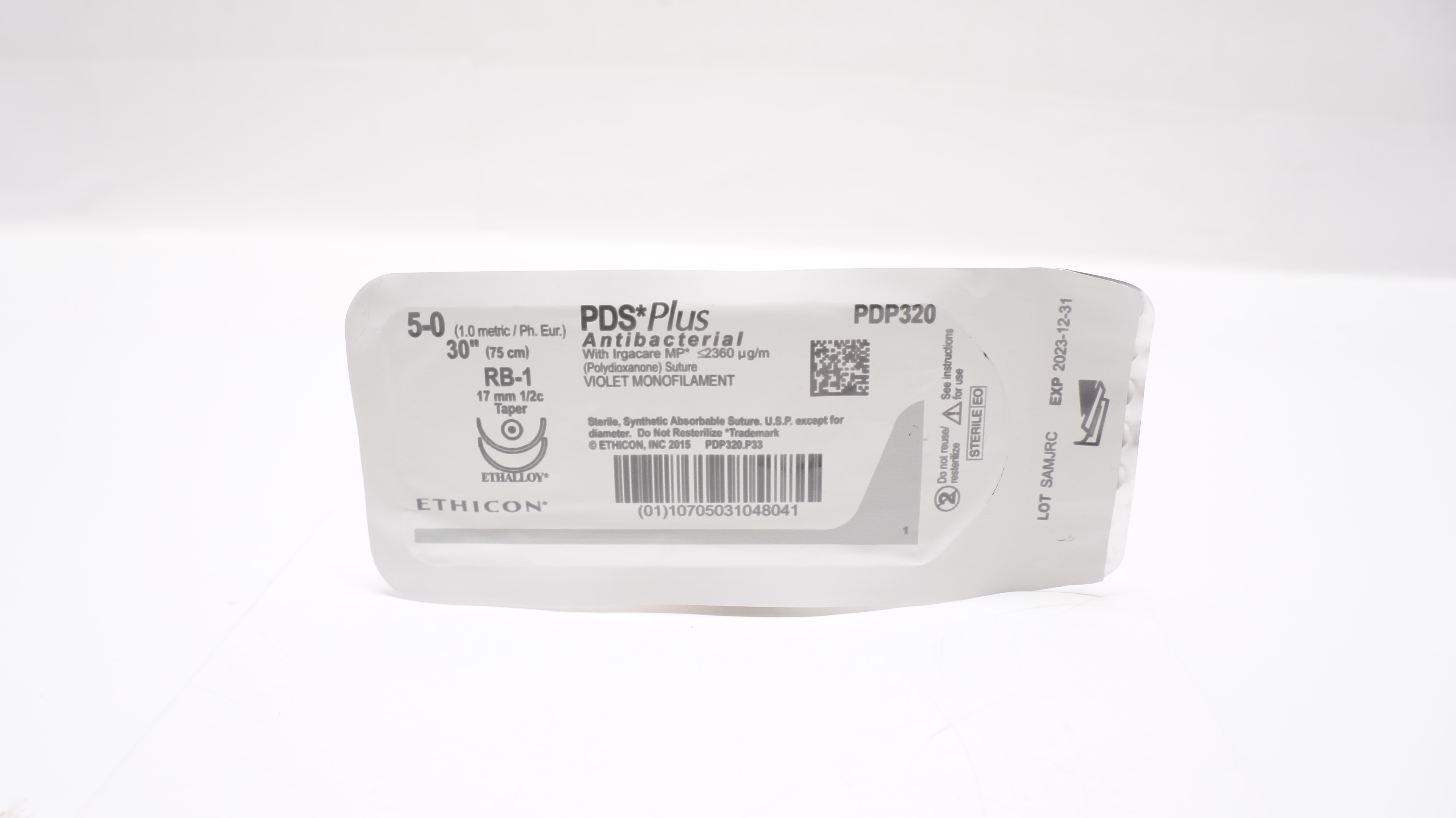 Ethicon PDP320 5-0 PDS Plus Antibacterial Stre RB-1 17mm 1/2c Taper, 30inch (x)