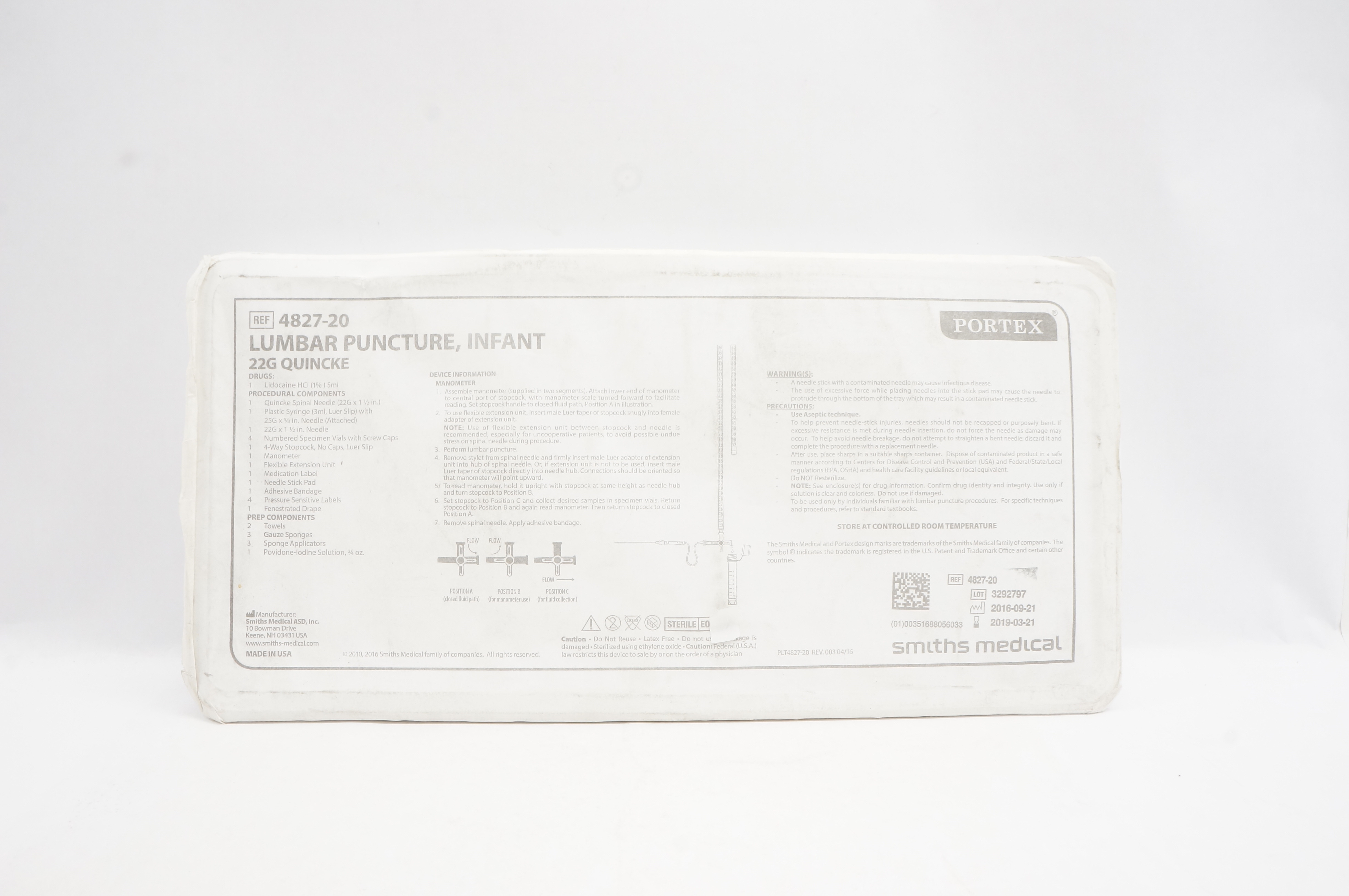 Smiths Medical 4827-20 Portex Lumbar Puncture Infant 22G Quincke (x)