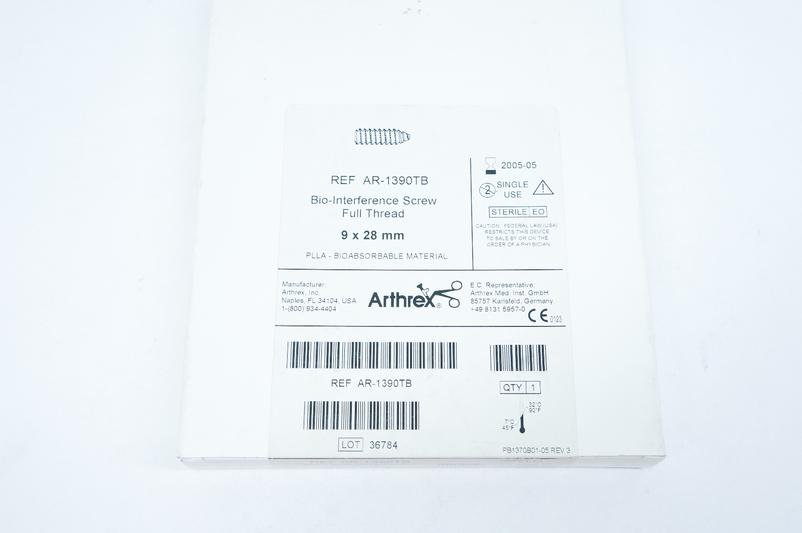 Arthrex AR-1390TB Bio-Interference Screw Full Thread 9 x 28mm (x)