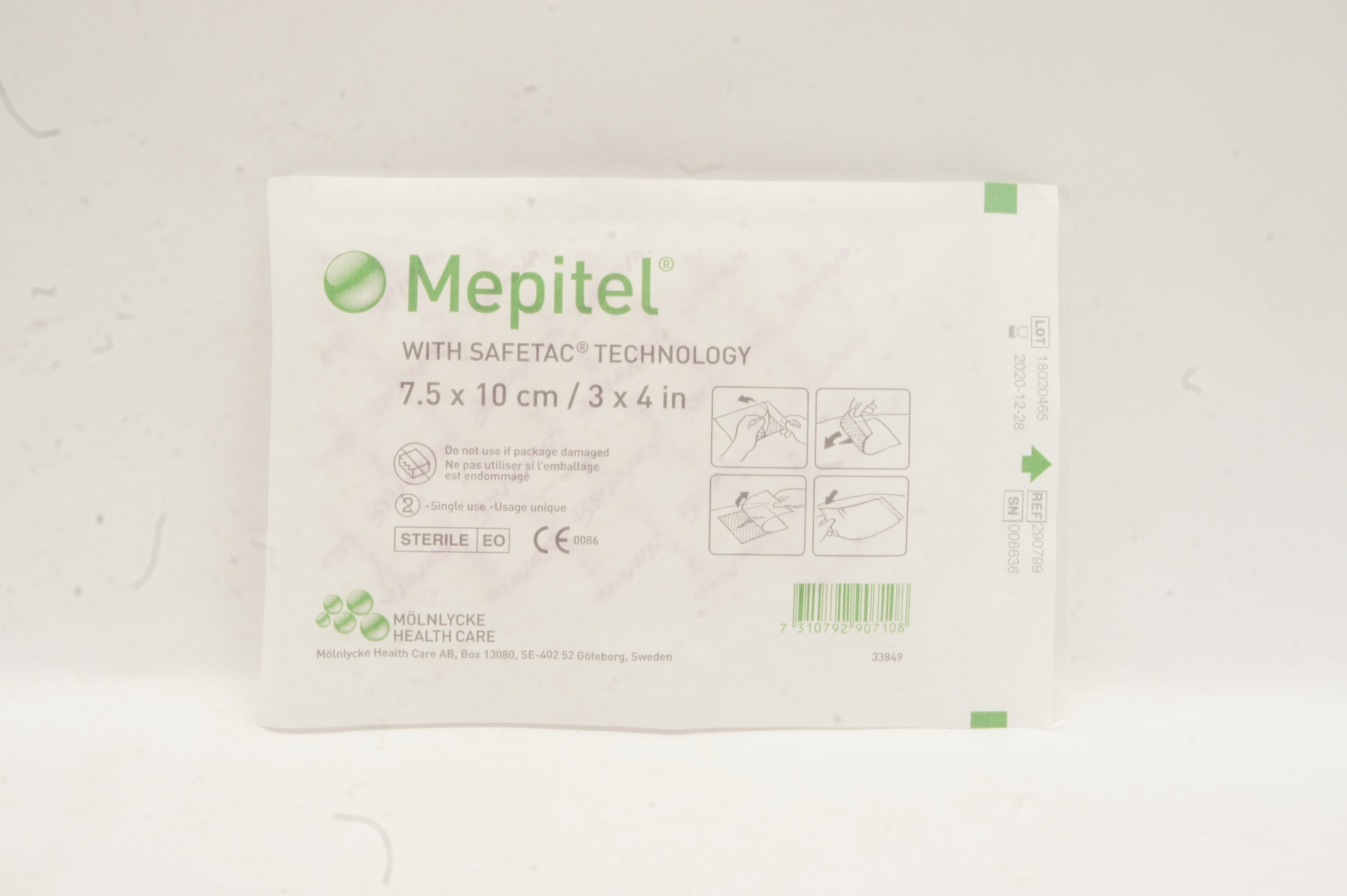 Mölnlycke 290799 Mepitel with Safetac Technology 3 x 4inch (x)