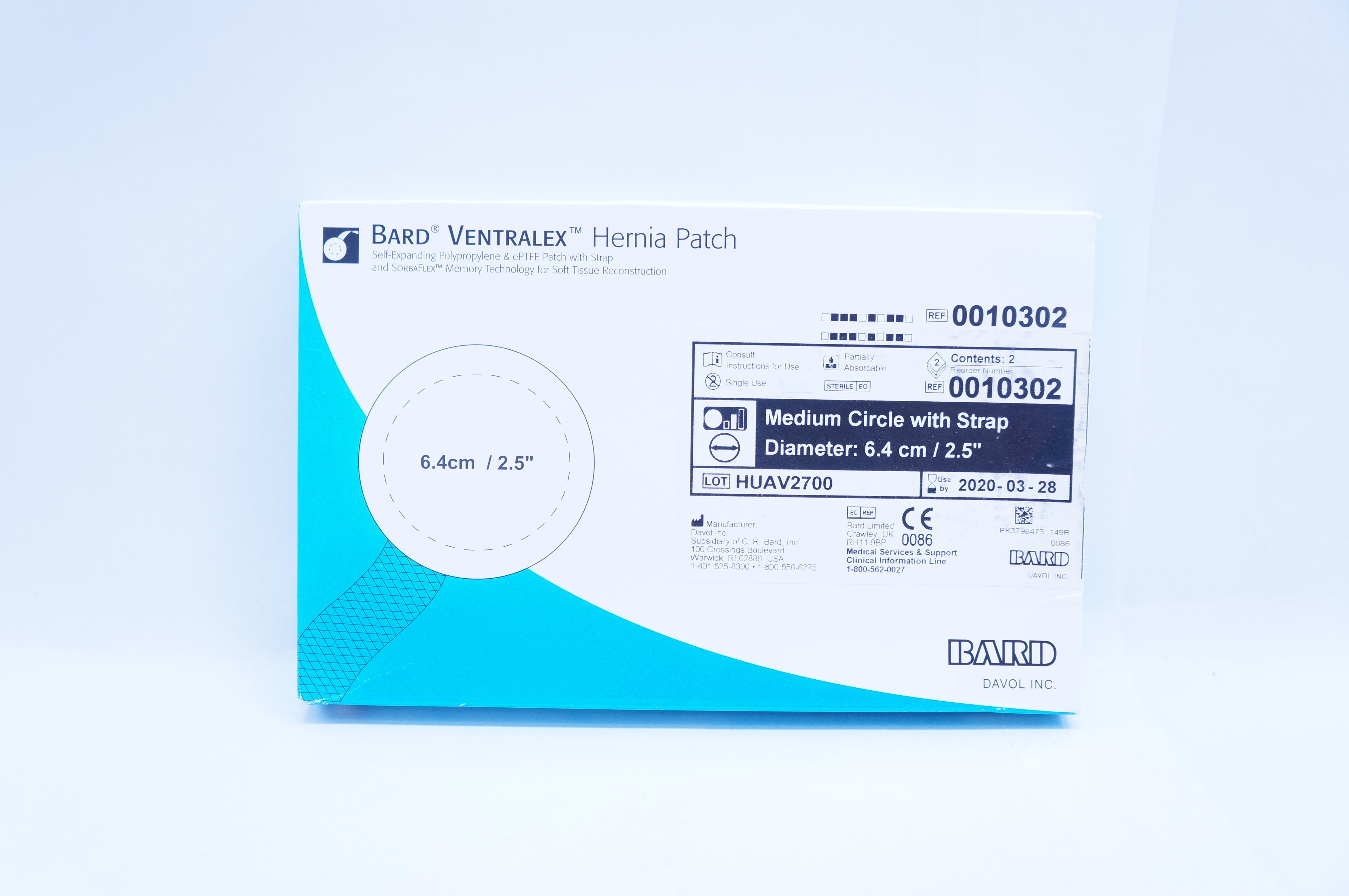 Bard 0010302 Ventralex Hernia Patch 2.5inch, Medium (x)
