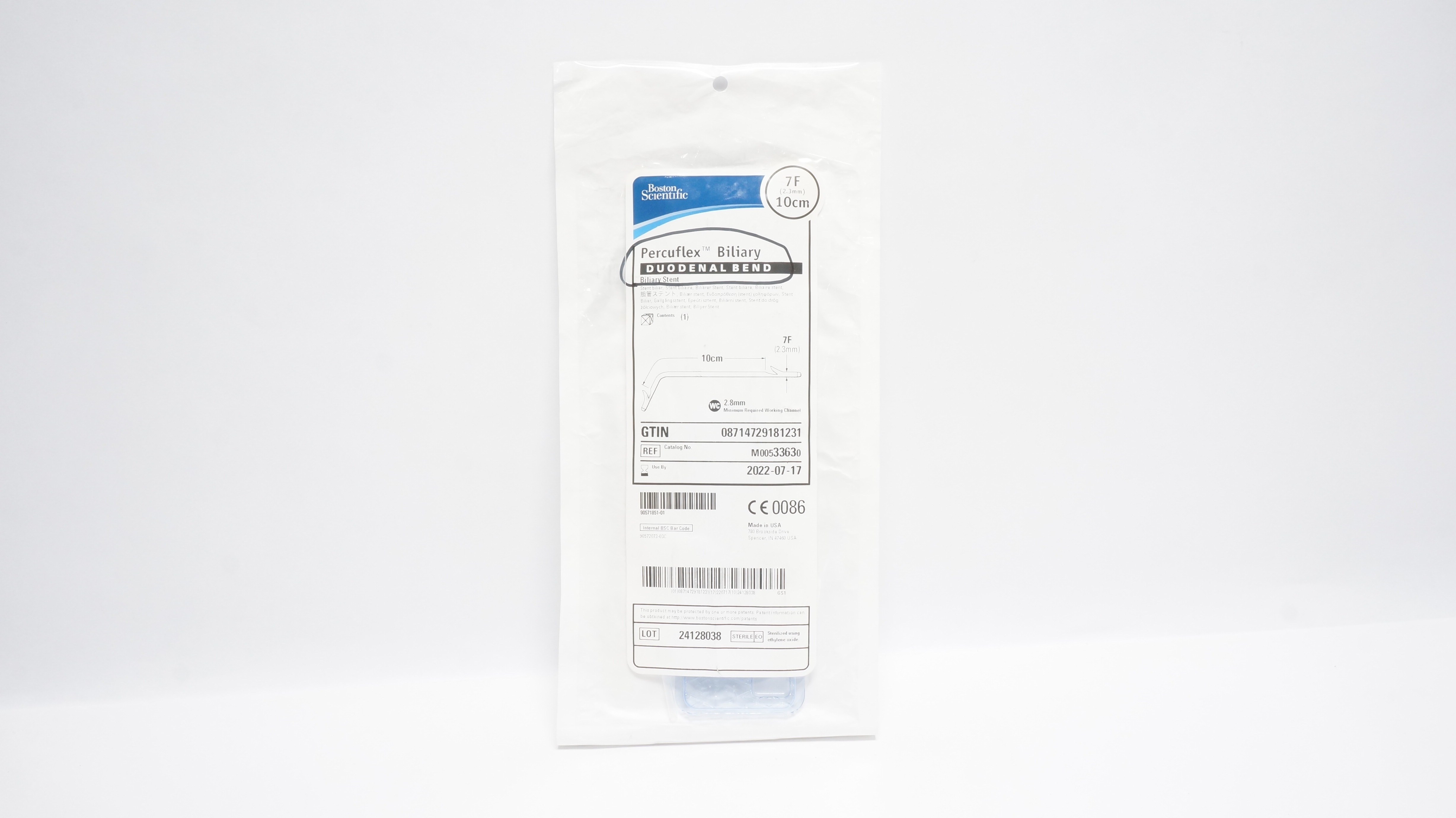 Boston Scientific M00533630 Percuflex Biliary Stent 7F x 10cm (x)