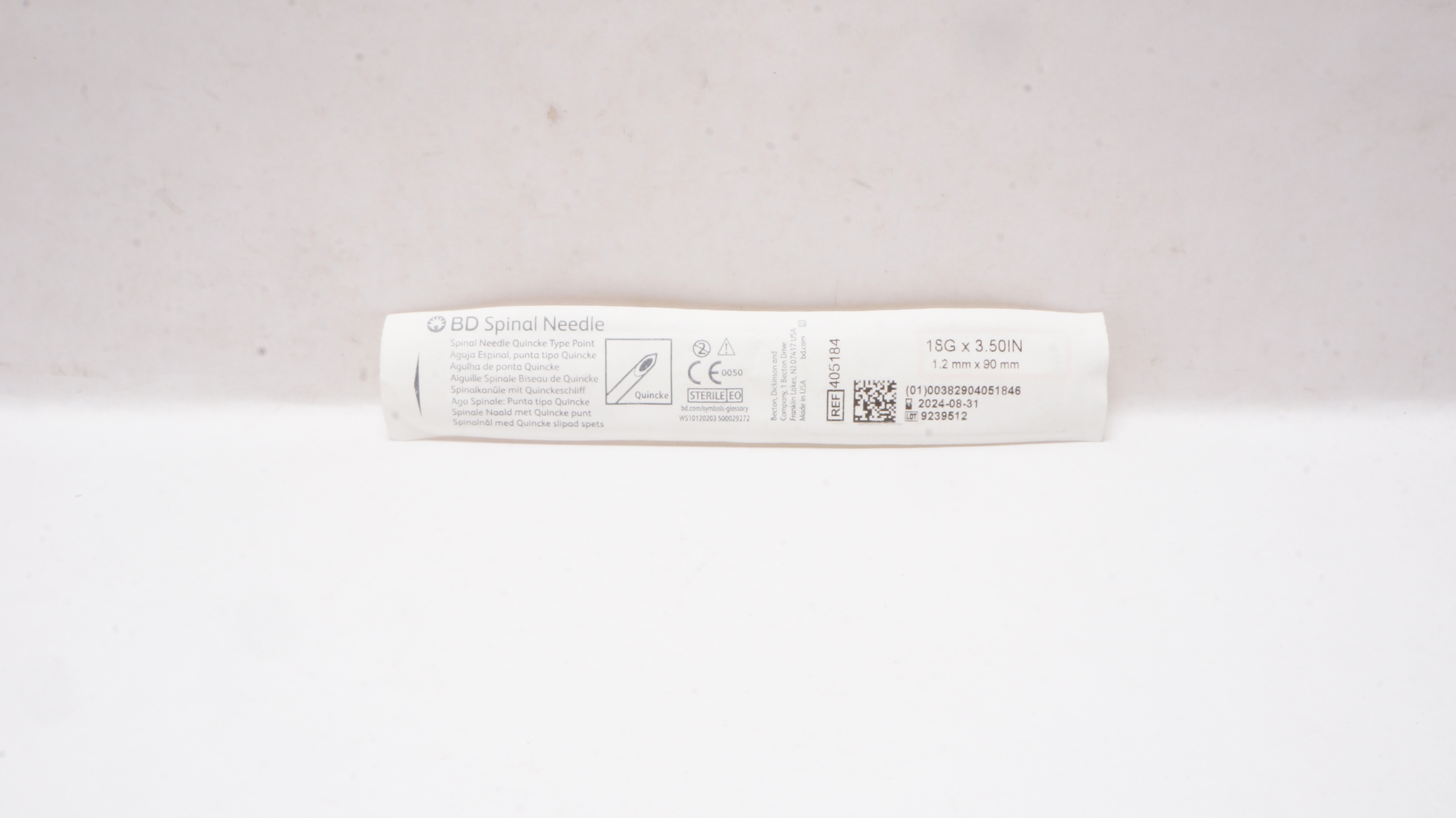 BD 405184 Spinal Ndle Quincke Type Point 18G x 3.50 inch