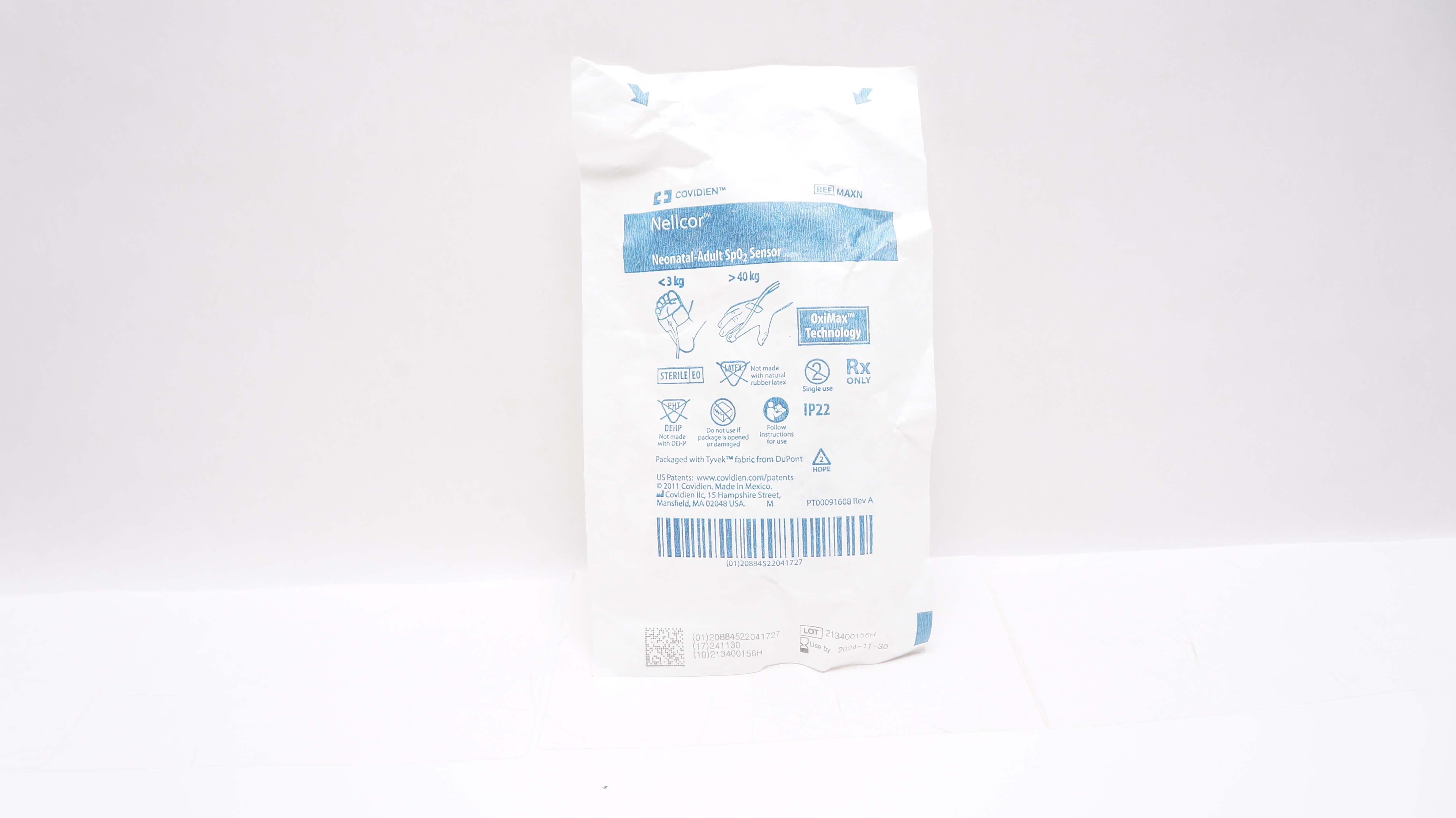 Covidien MAXN Nellcor Neonatal-Adult SpO2 Sensor OxiMax Technology < 3 kg >40 kg